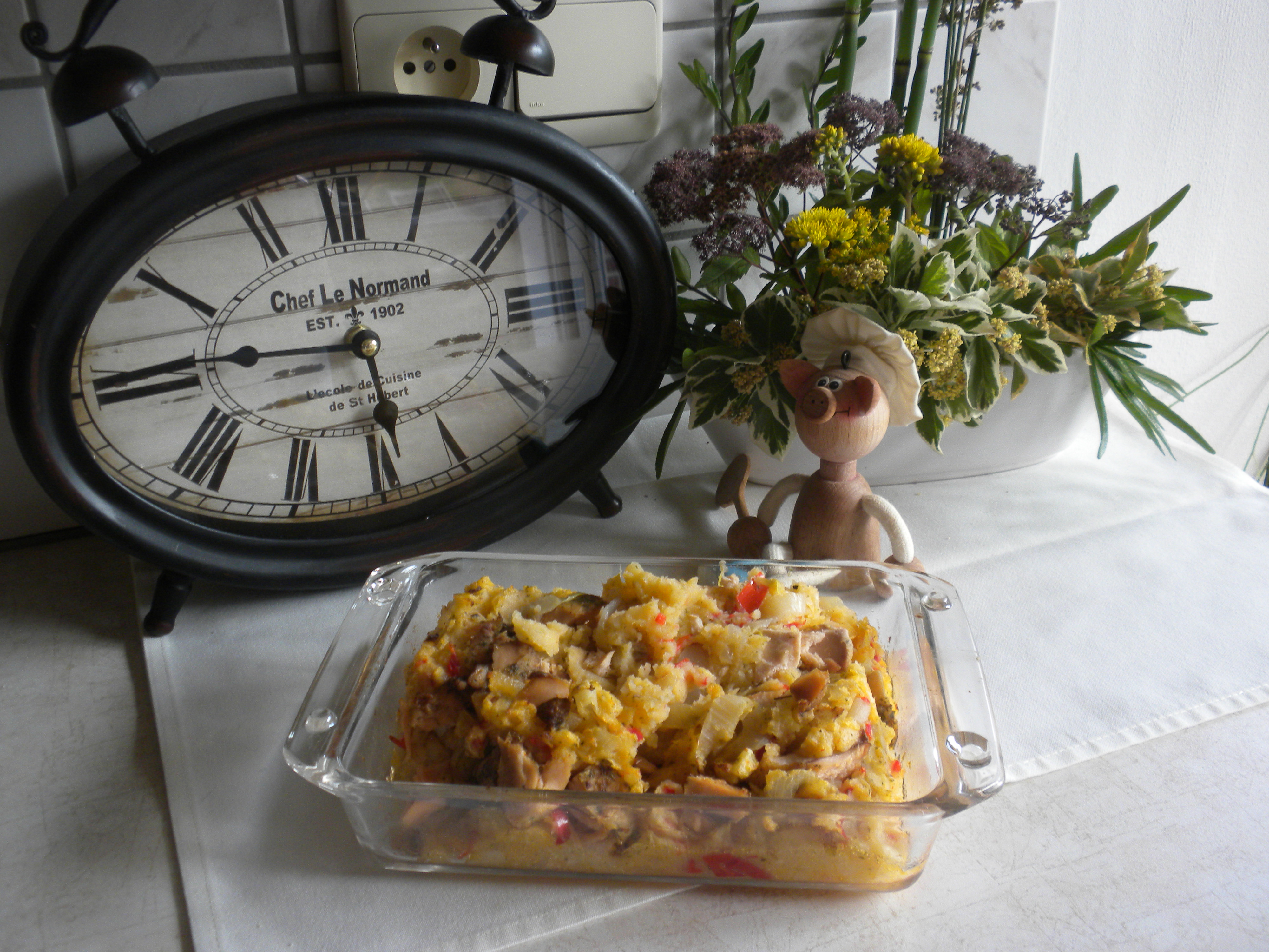 Aardappel-vis-groenten puree