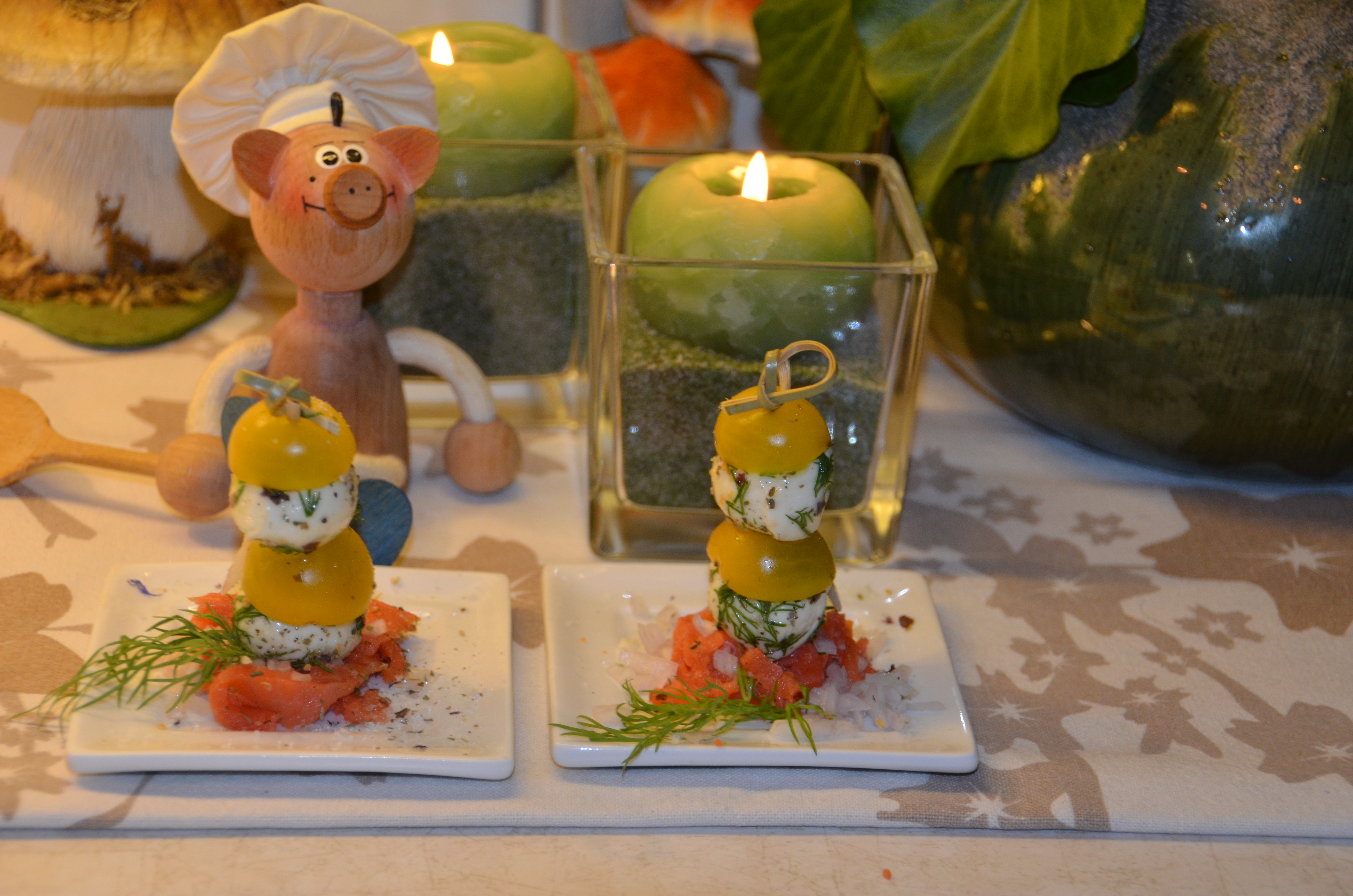 Hapje: wilde zalm met mozzarella goed gekruid