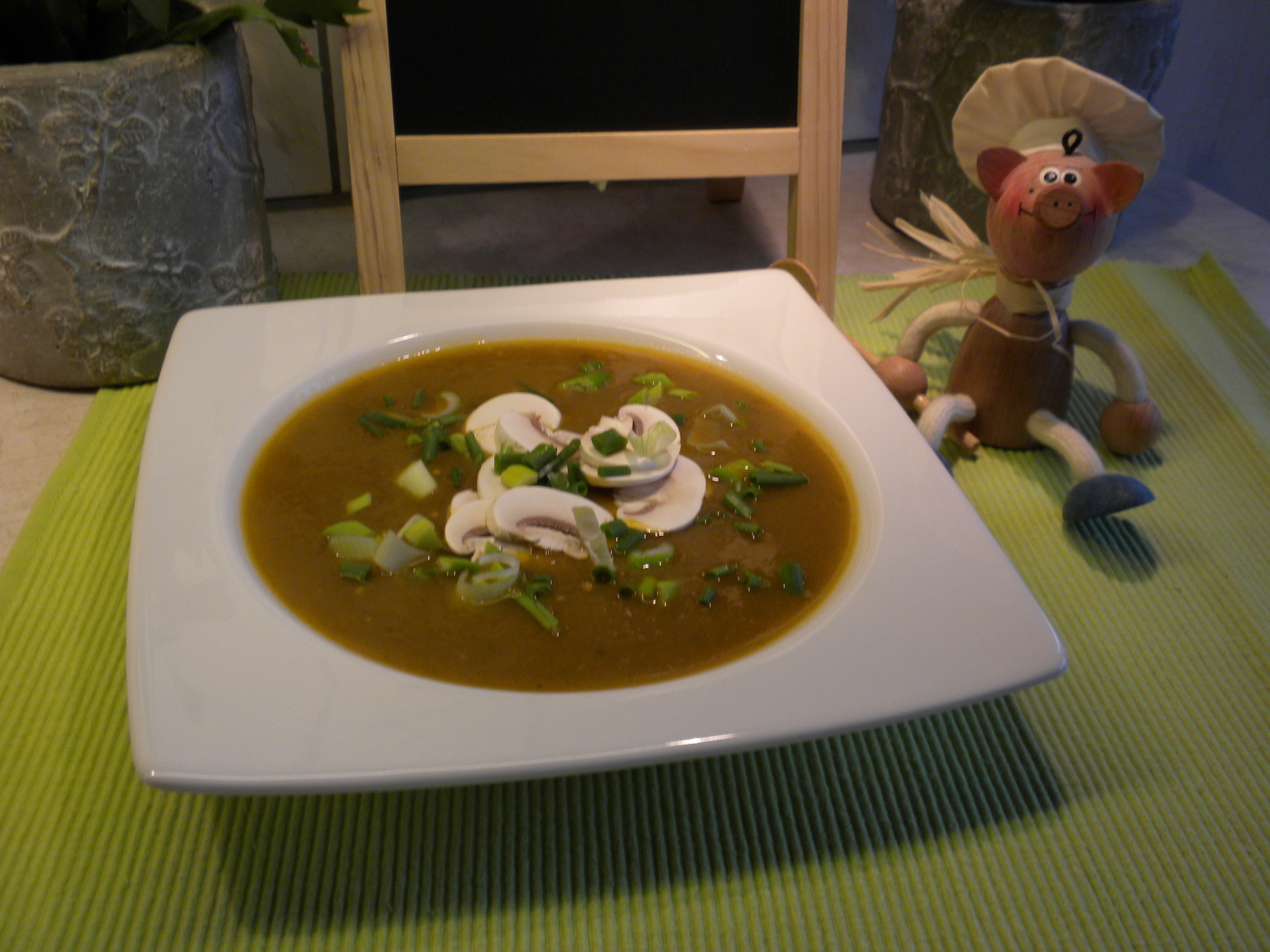 Soep : tomaat- champignons