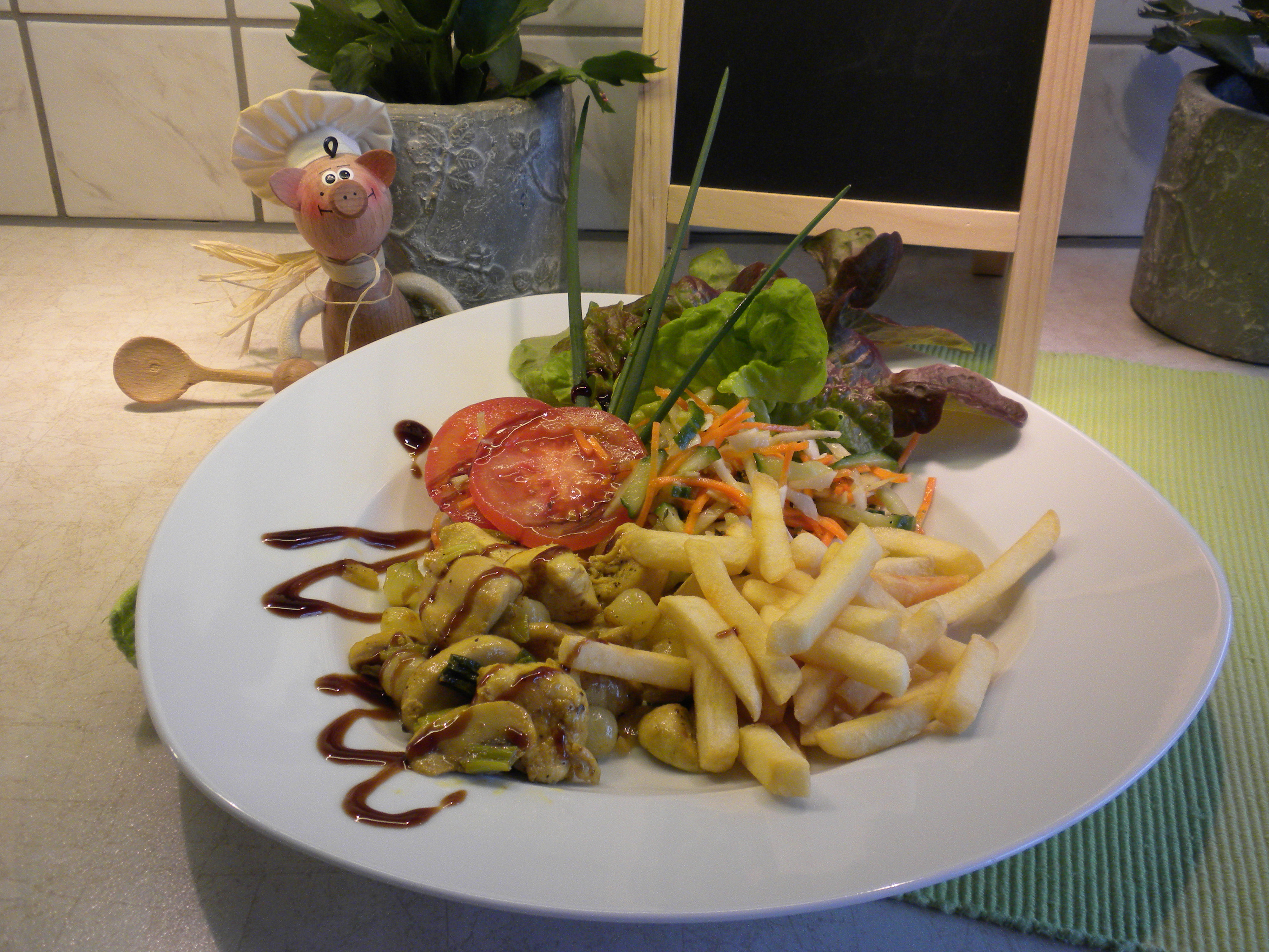 Kip curry met zilveruitjes zoet-zuur