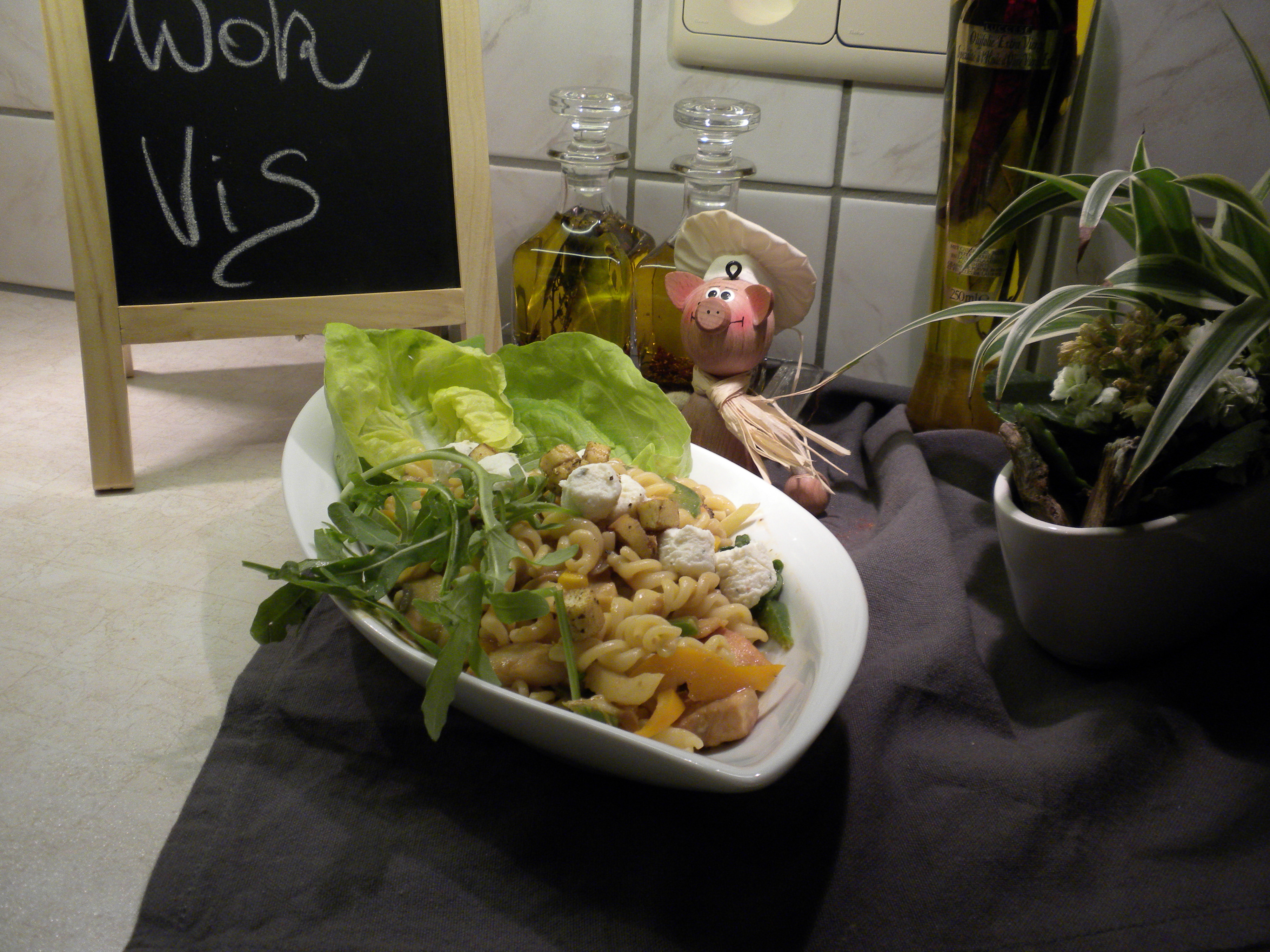 Vis in de wokpan met spirelli
