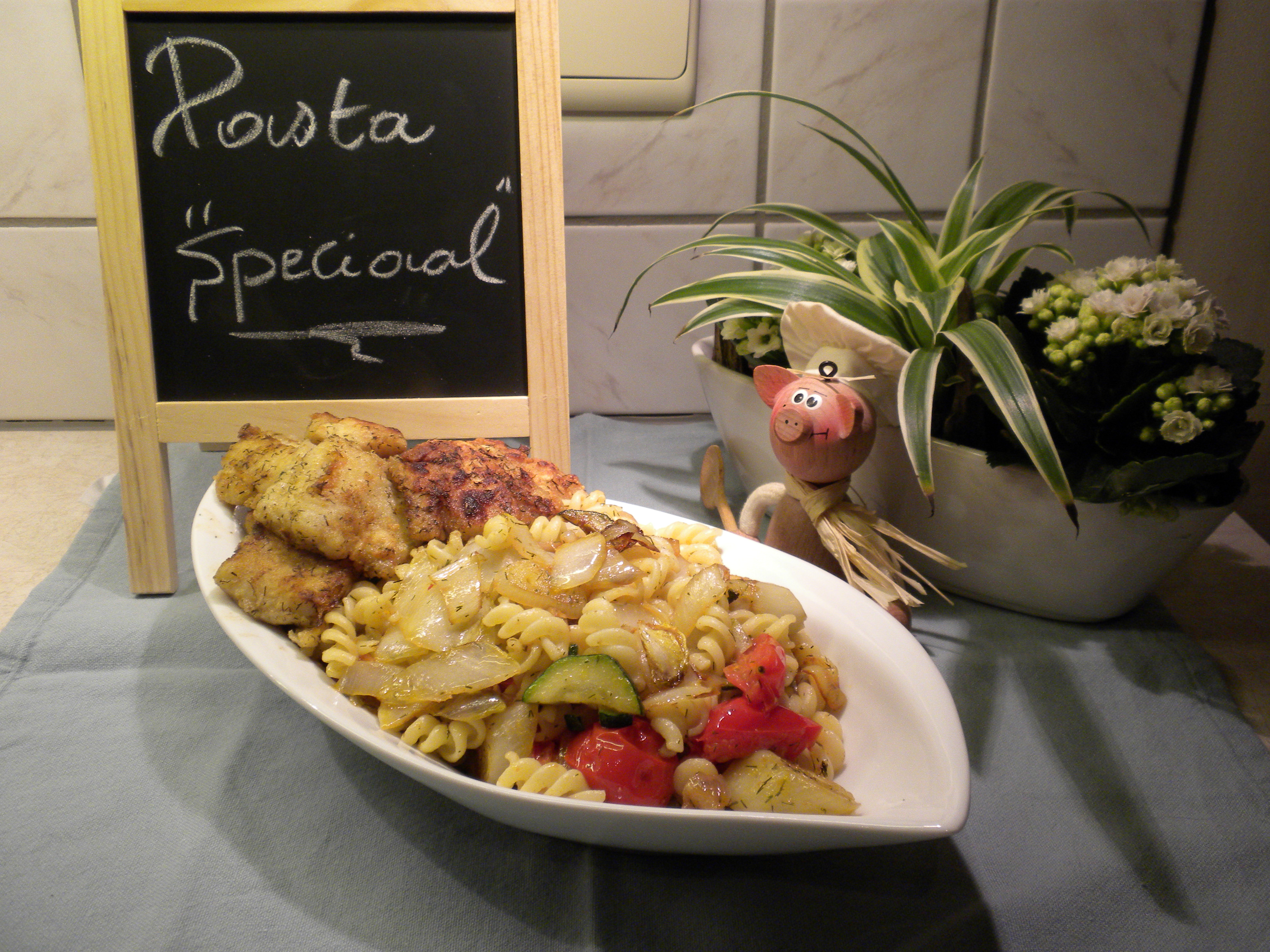 Pasta met vis en groenten