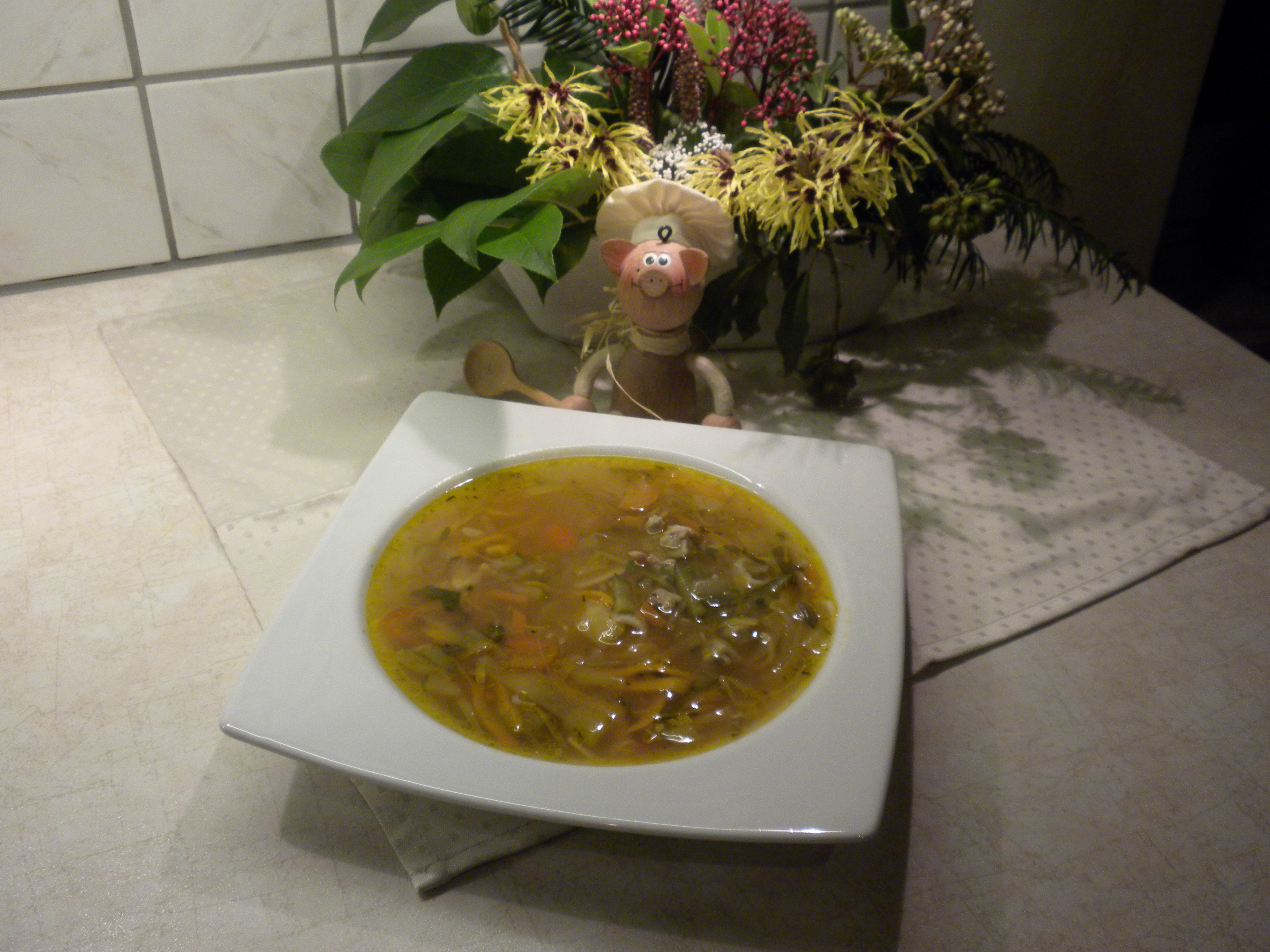 Soep: heldere kalkoen groentenbouillon