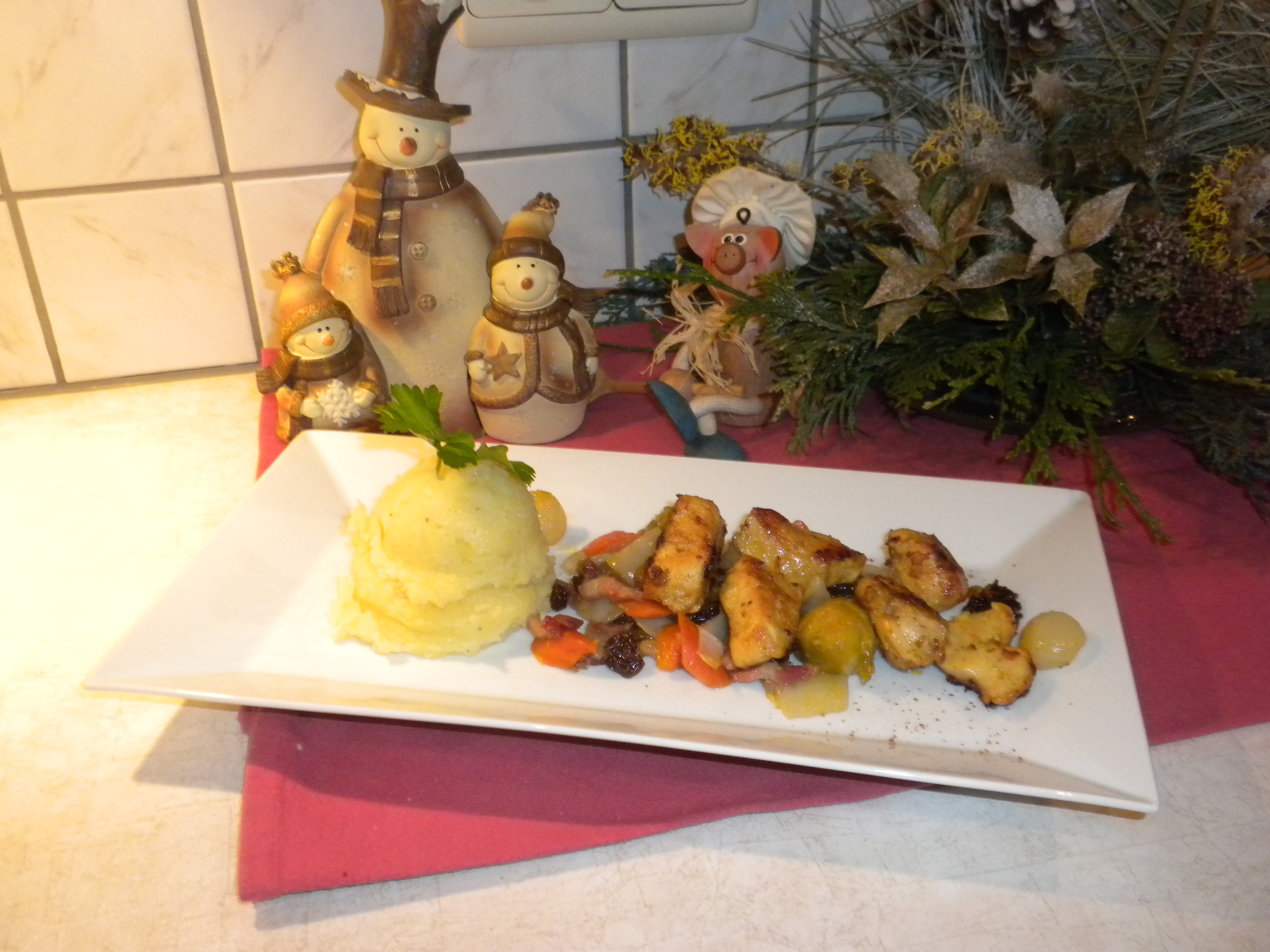 Kippenblokjes apart geserveerd