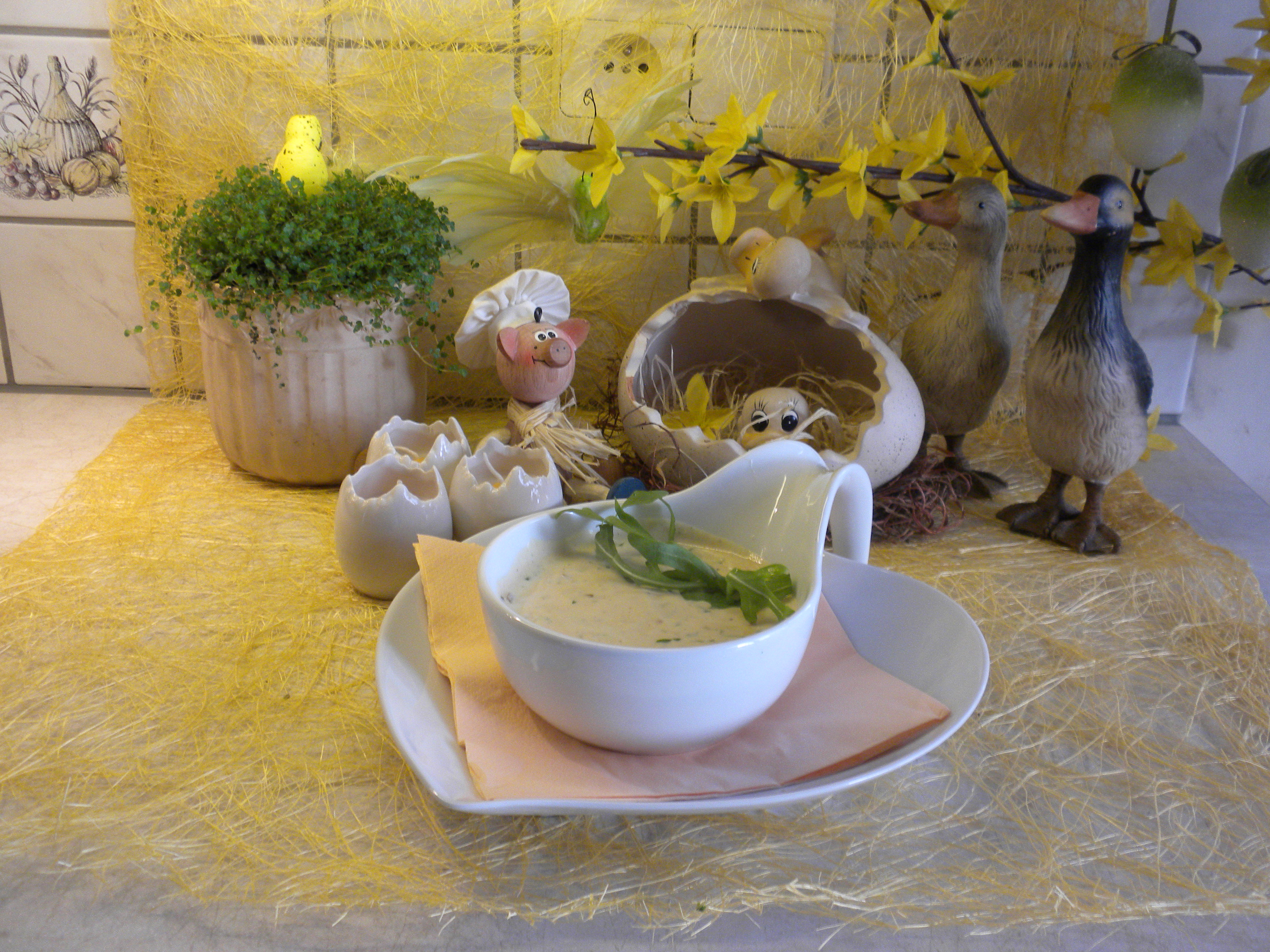 Saus met rucola en gorgonzola