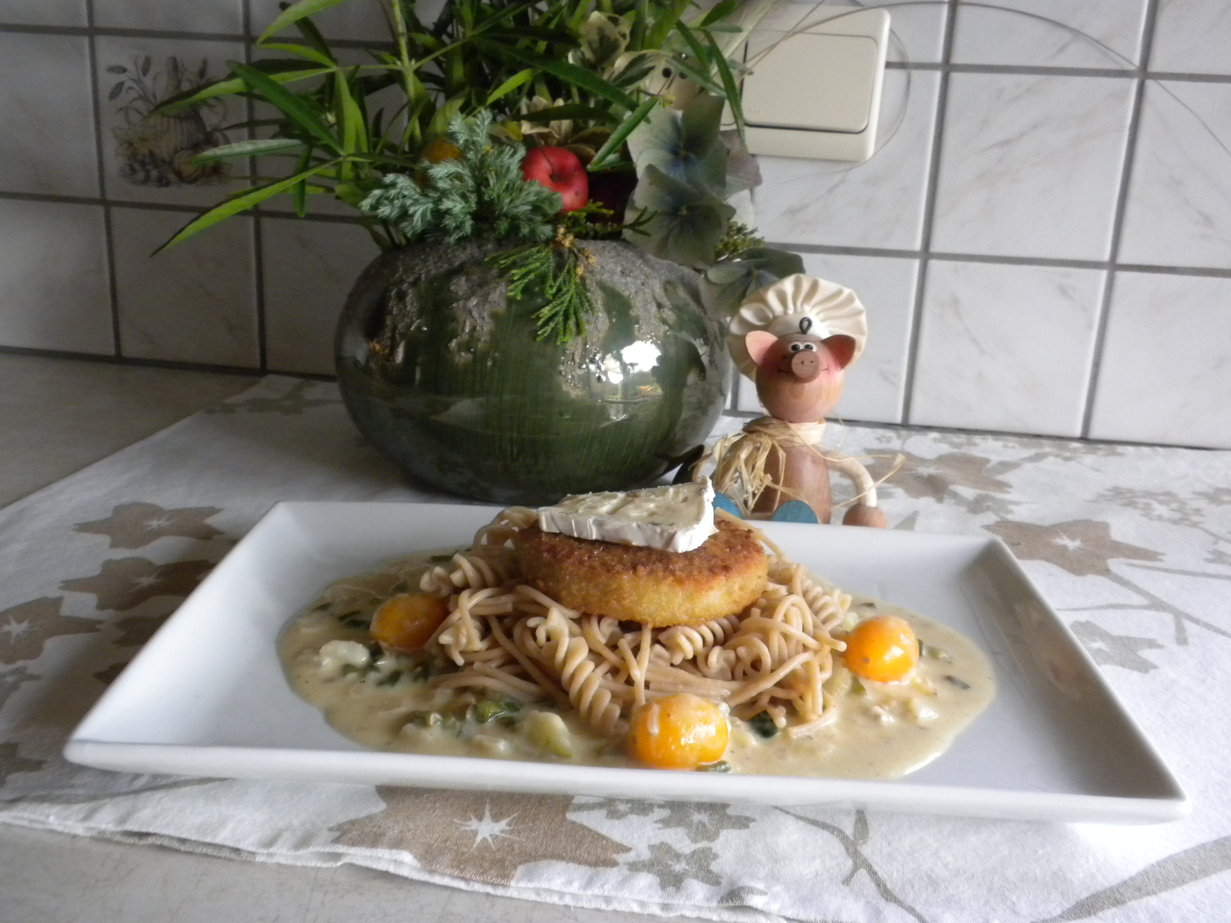 Duo van pasta met visburger 