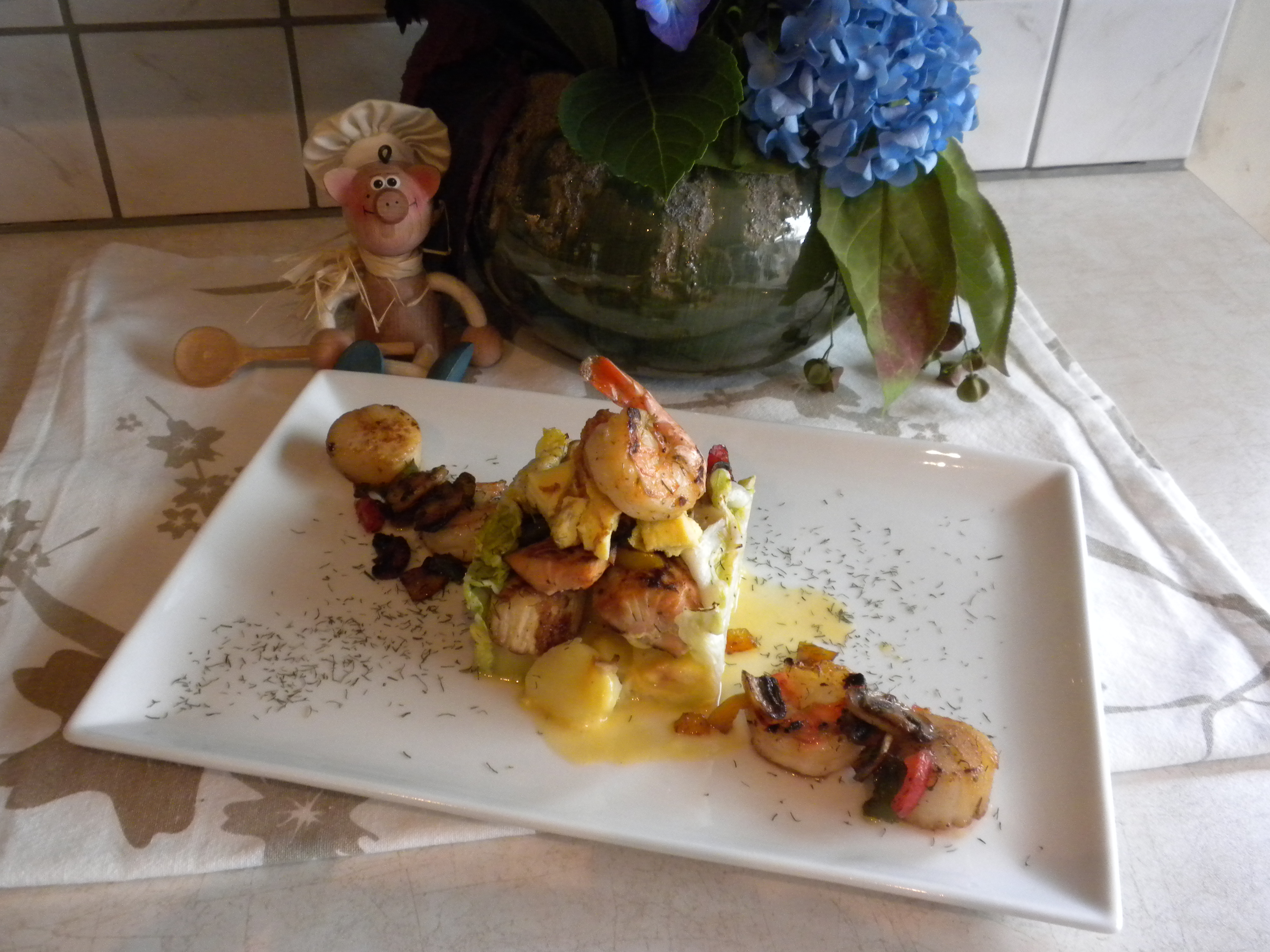 Verrassend  : St- Jacobsvruchten met scampi's 