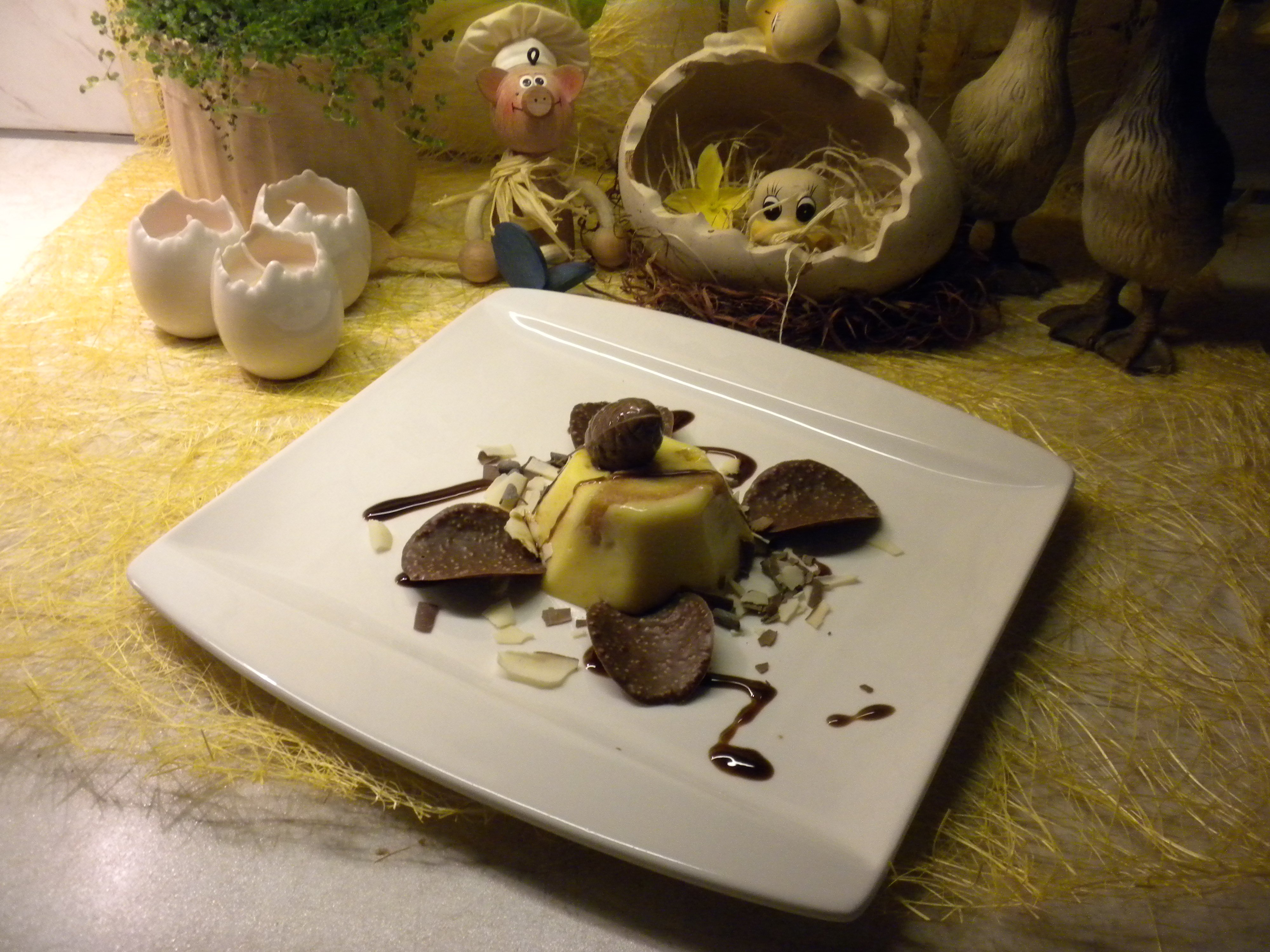 Dessert : pudding met frangipane en chocolade