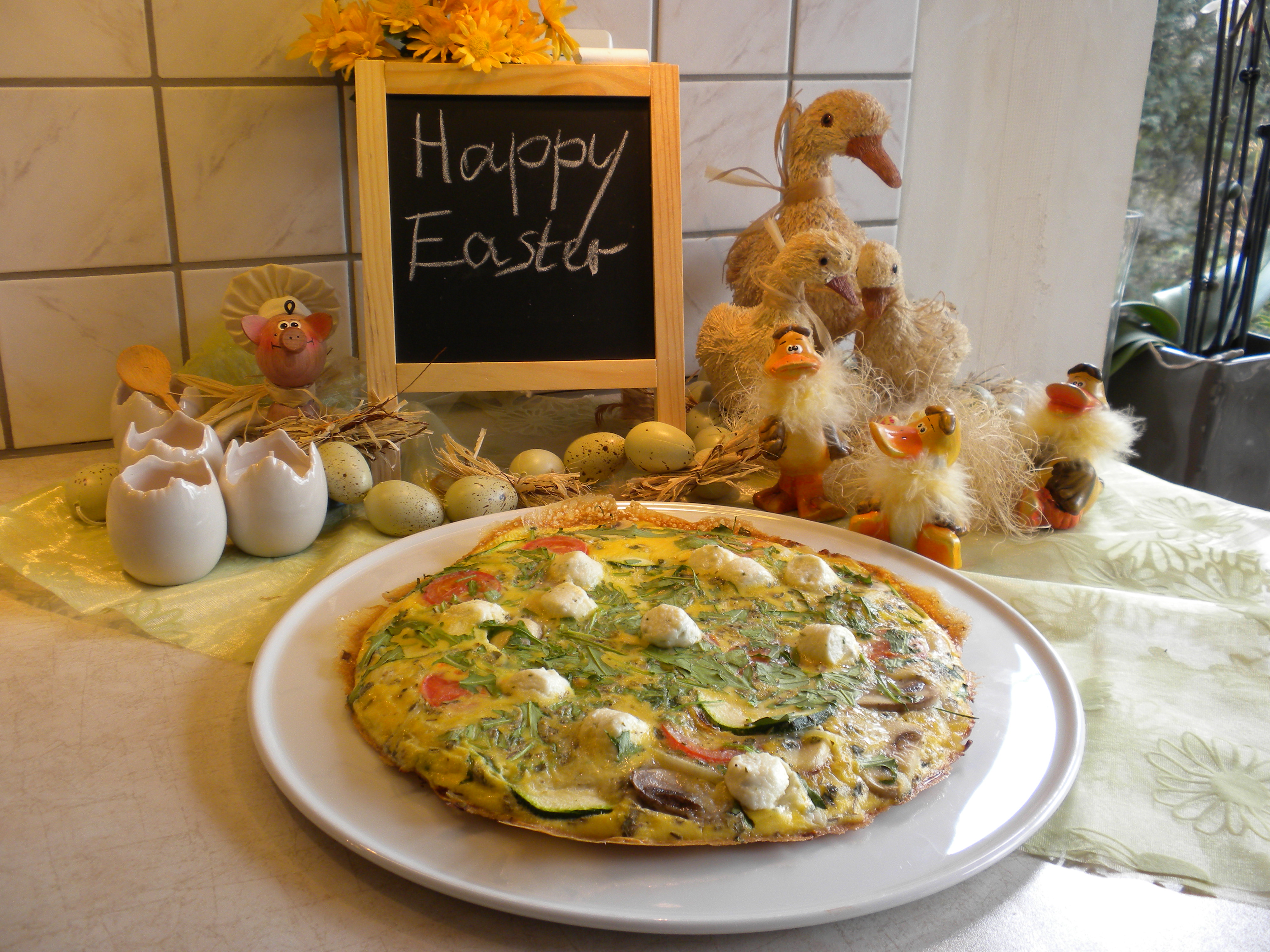 Paasomelet met lente kleuren en geuren 