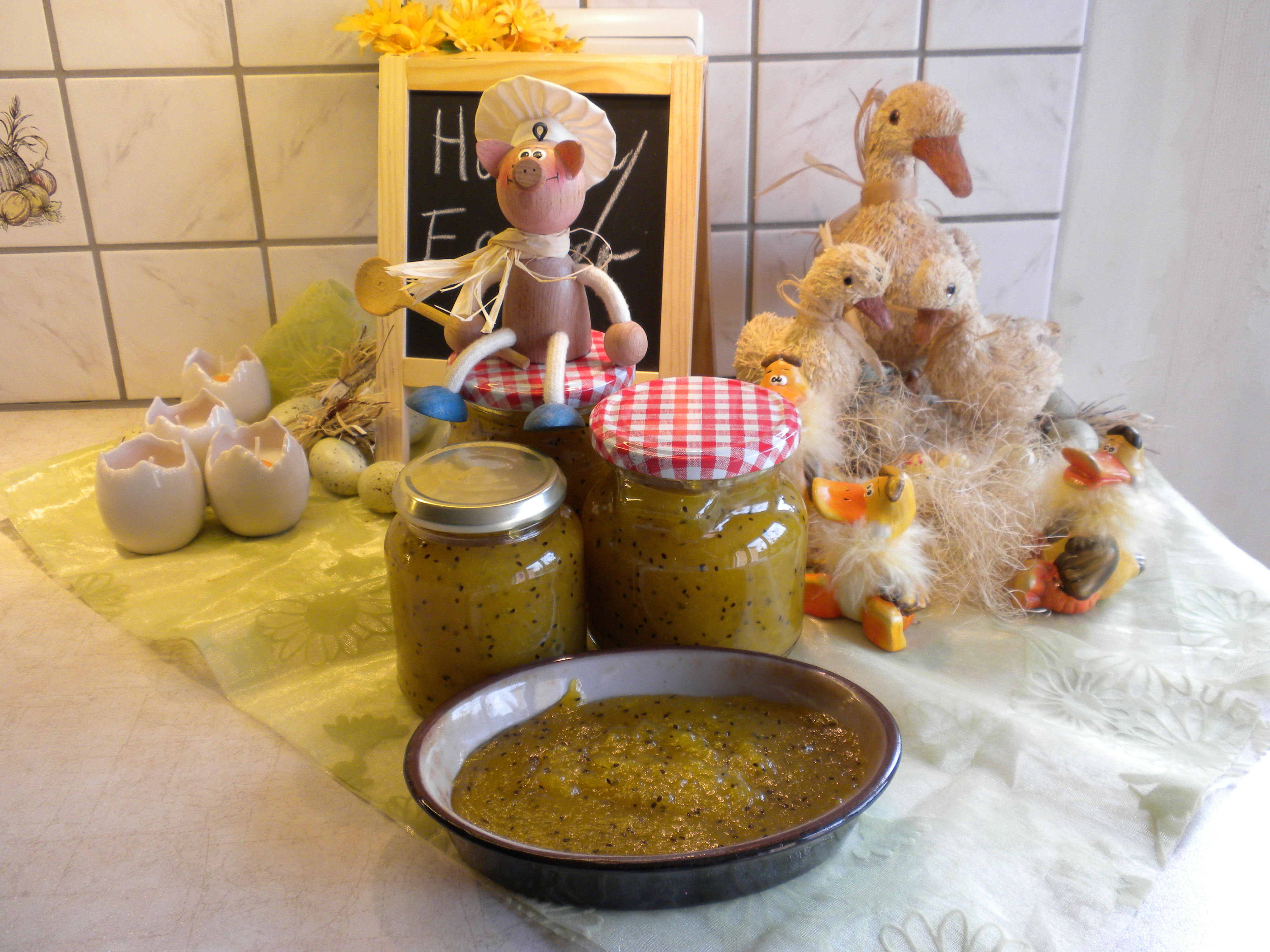 Confituur met kiwi, meloen en appelsien 