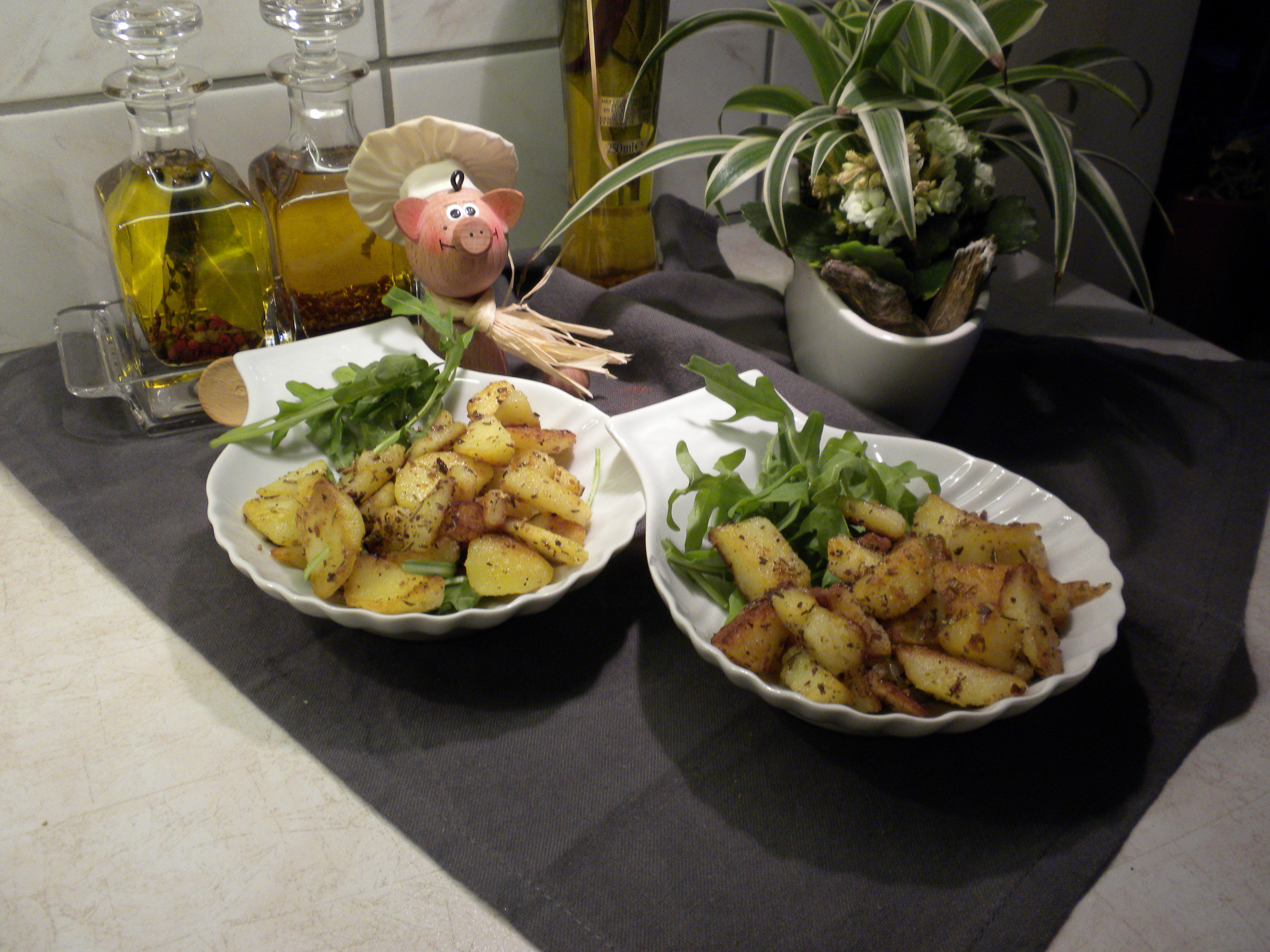Aardappelen met  kruiden en rucola 