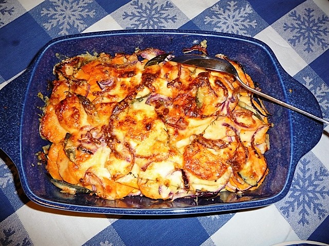 Zoete aardappel gratin