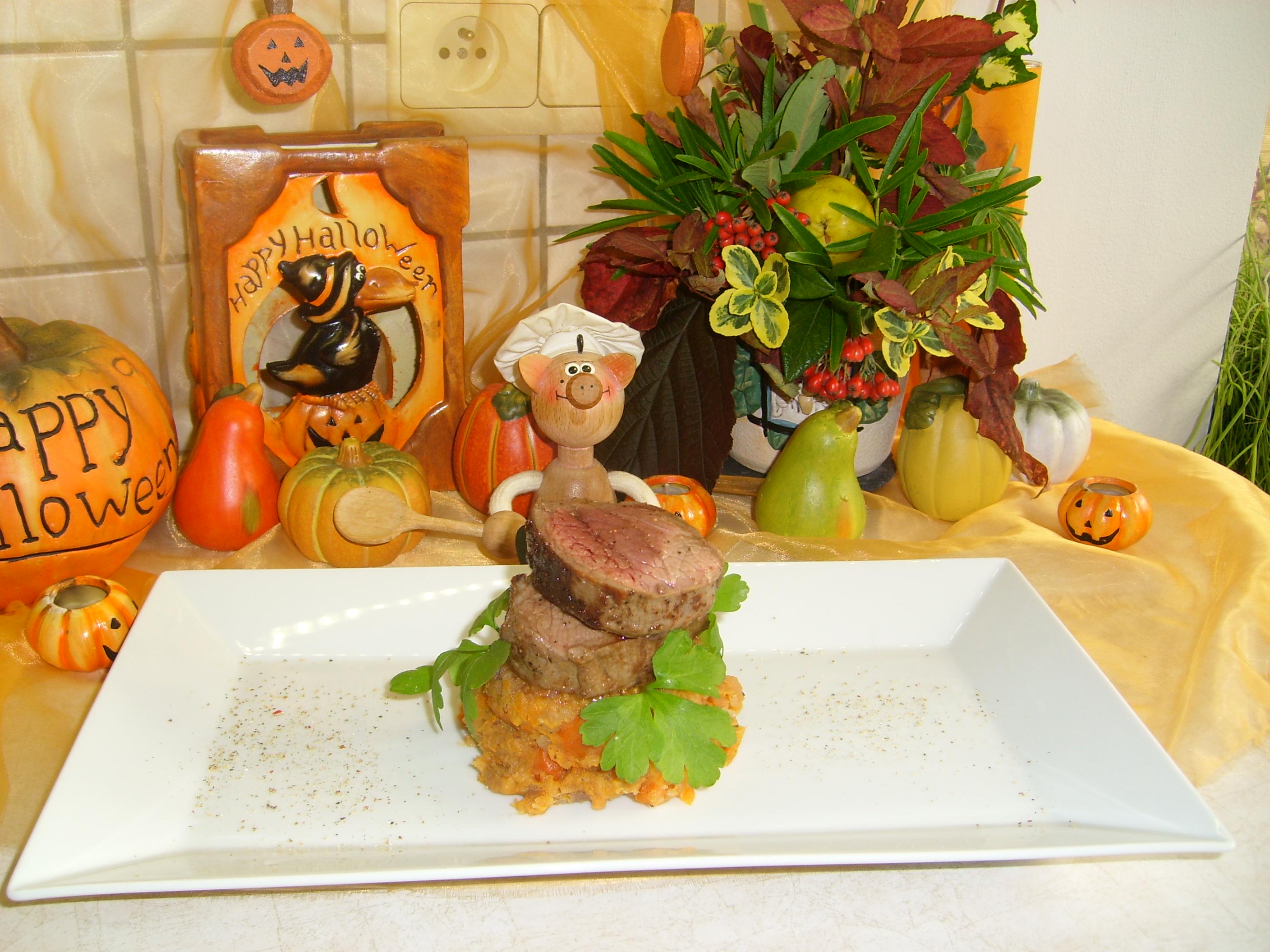 Dagschotel: tournedos van hinde op een bedje van groentenpuree
