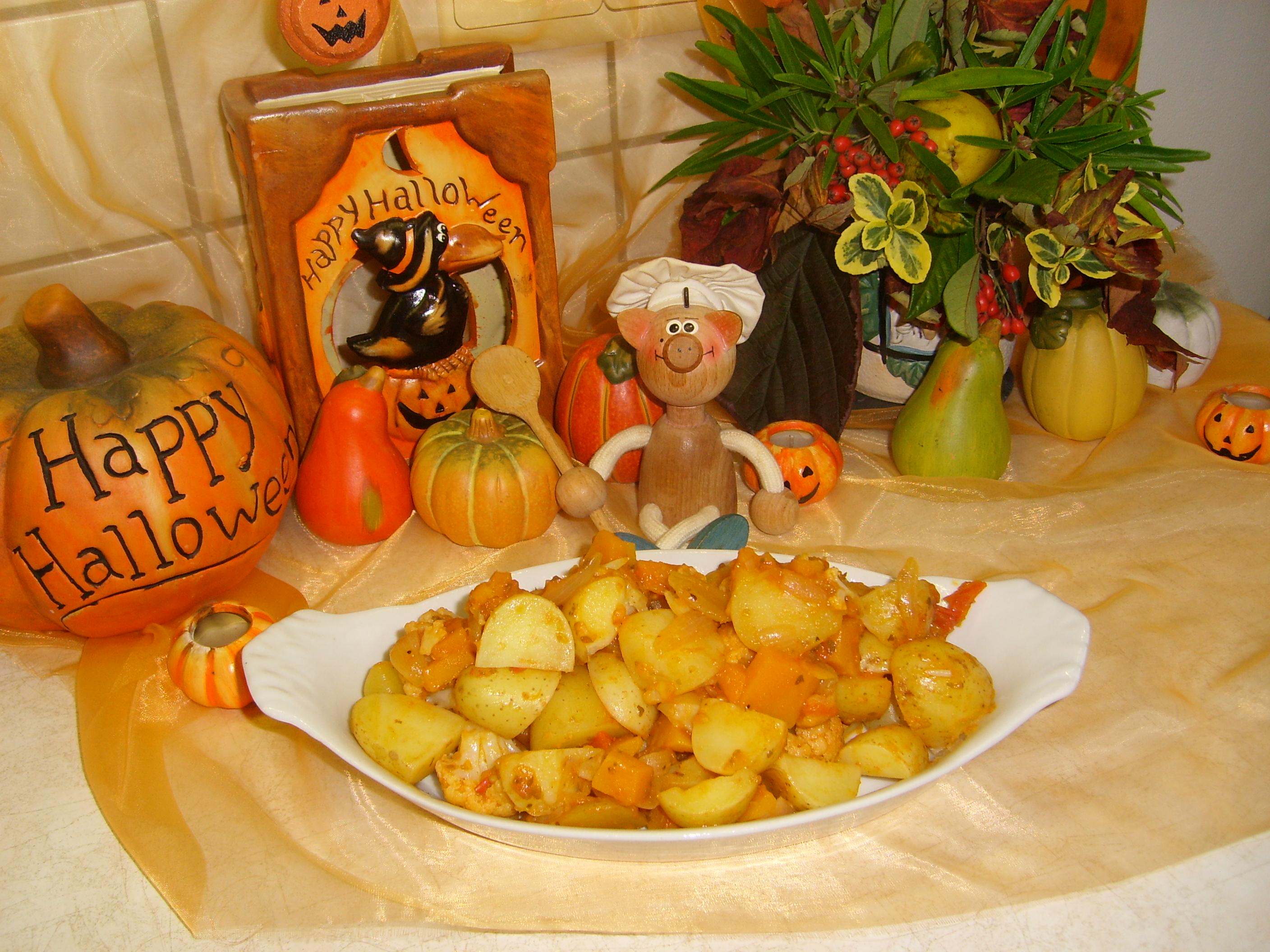 Aardappelen op provencaalse wijze in Halloweensfeer