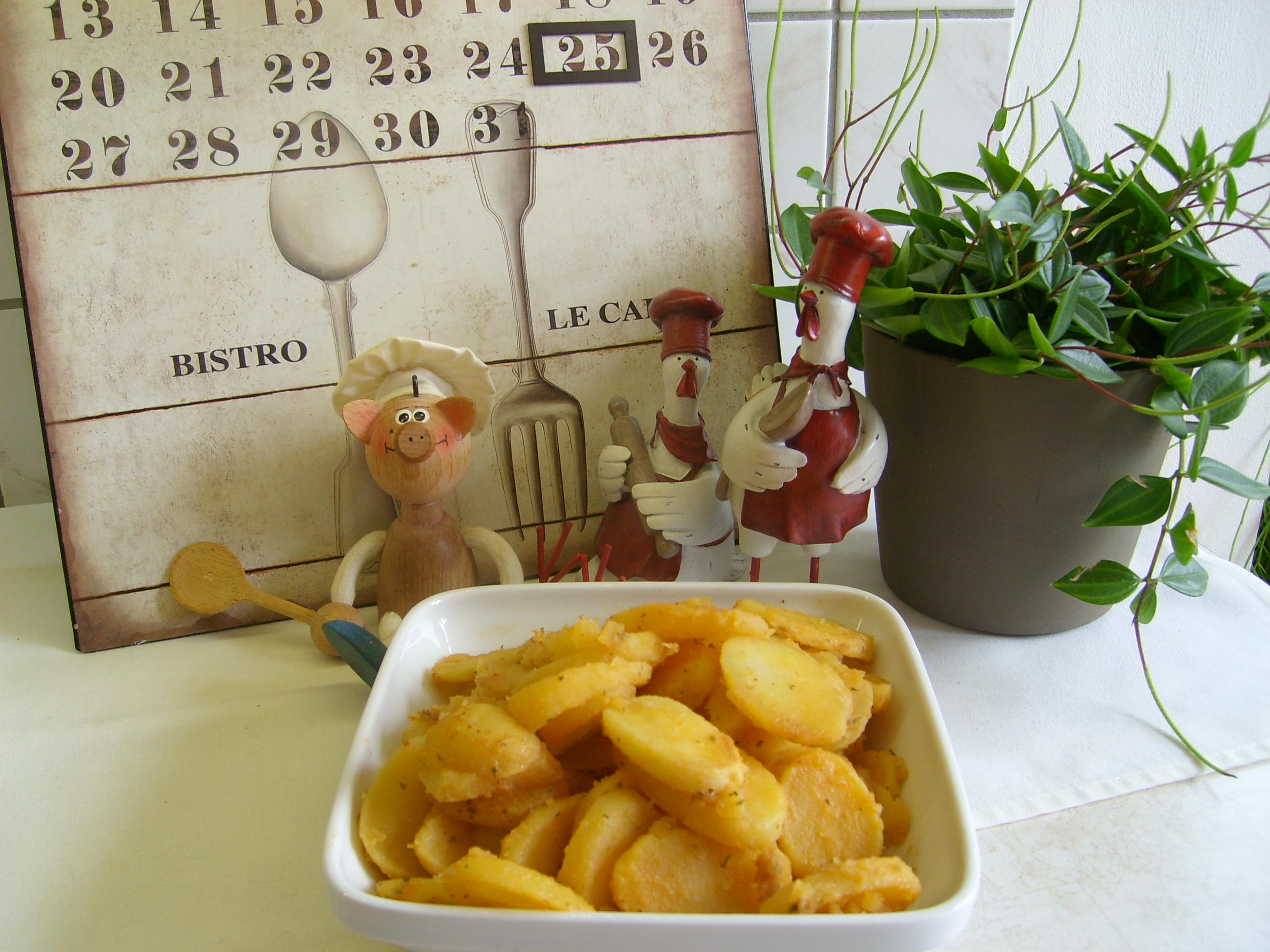 Aardappelschijfjes pittig gekruid