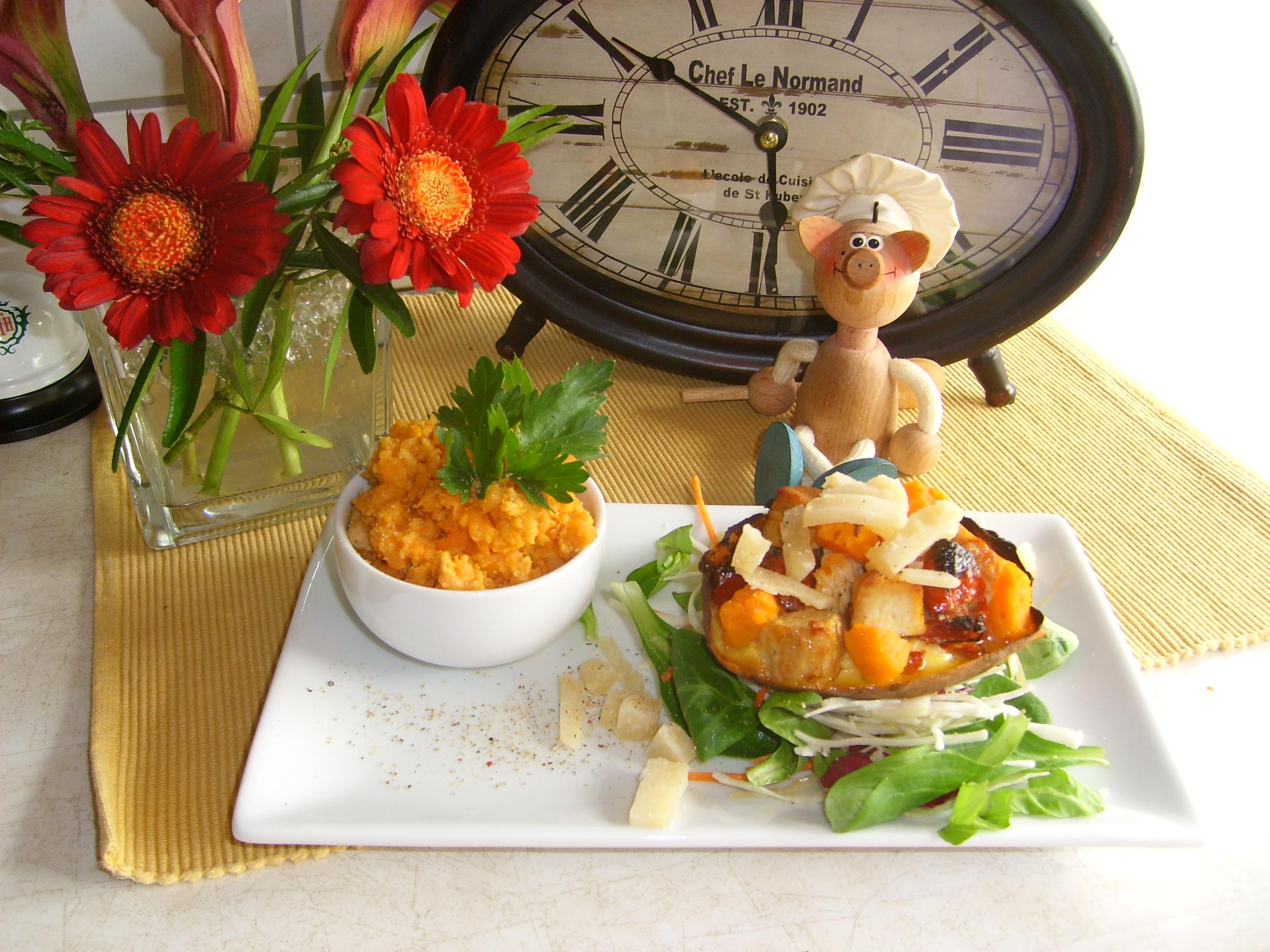 Aardappelgerechtje zoet en pittig gekruid