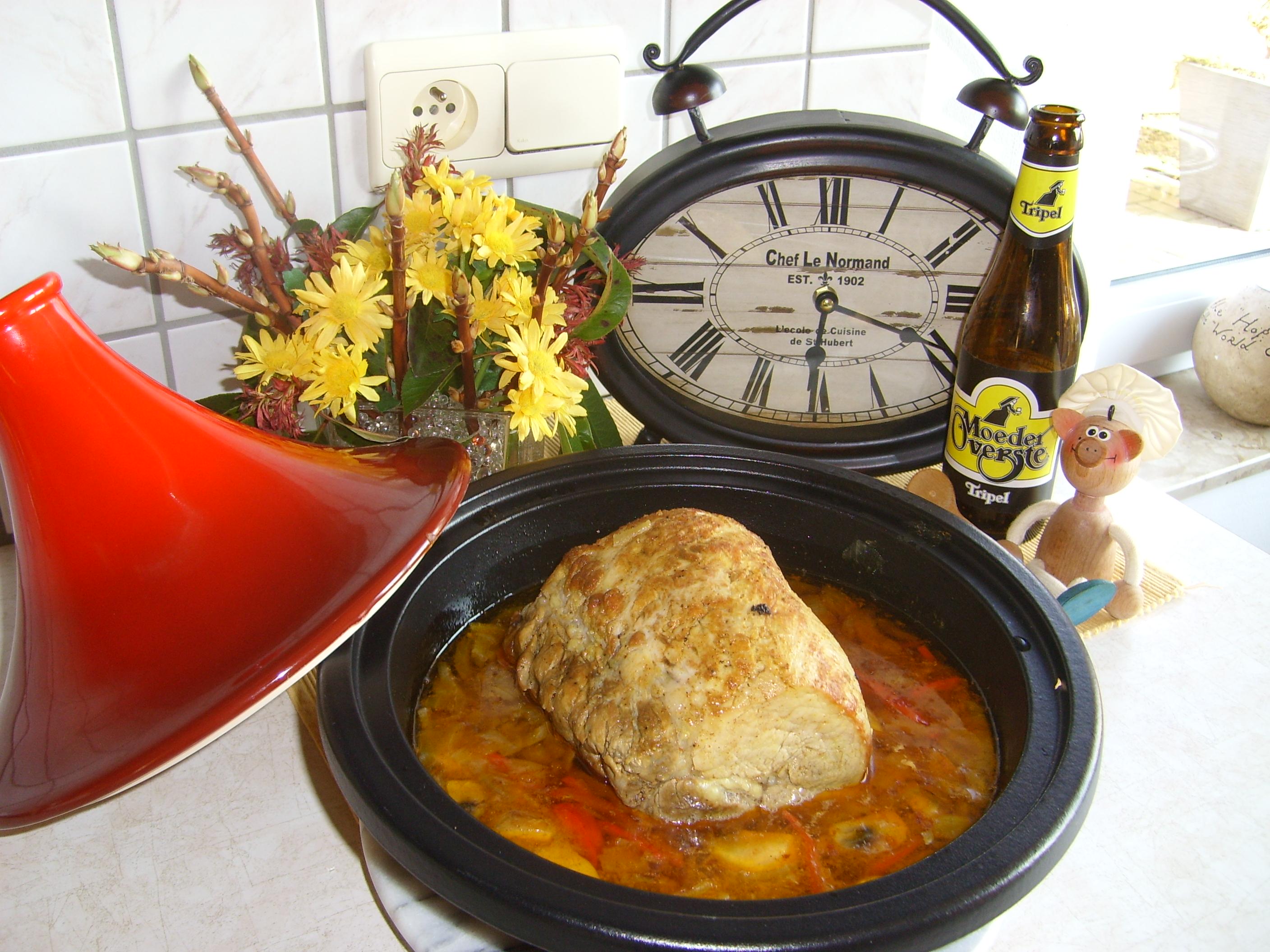 Tajine: ruggebraad zonder been met Moeder Overste Tripel