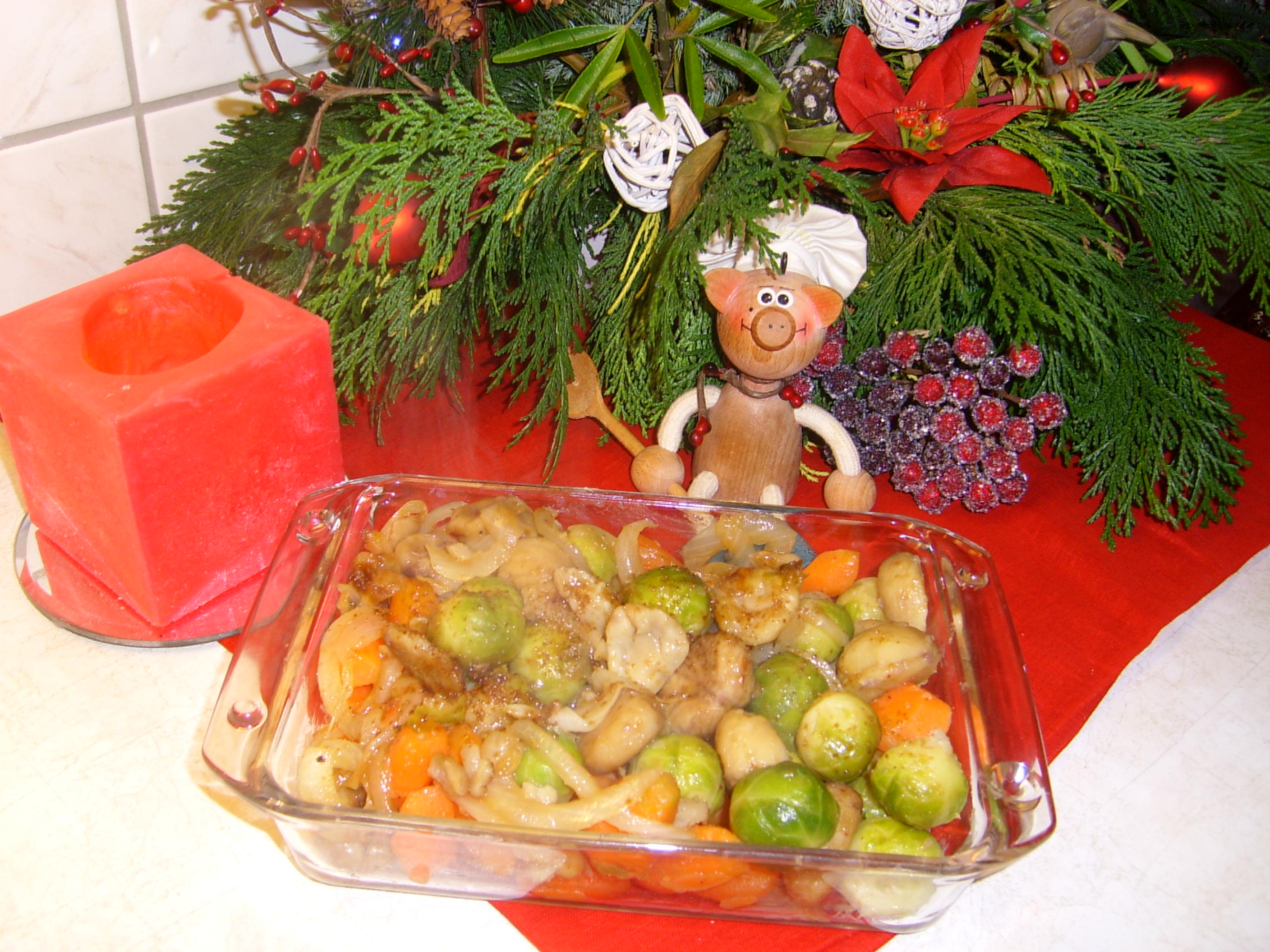 Groenten met kastanjes zoet geparfumeerd