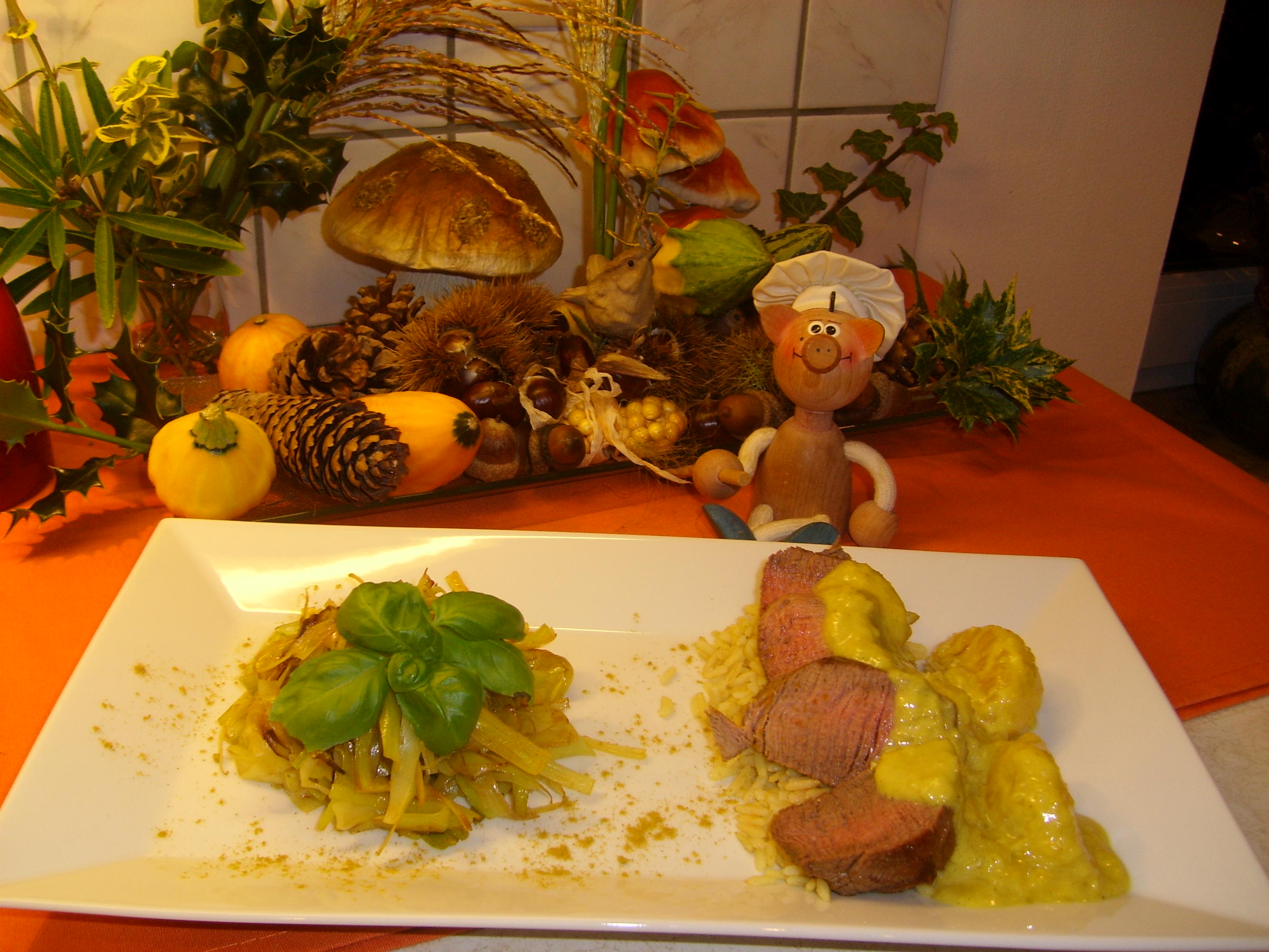 Herfstgerecht met zachte curry bereid