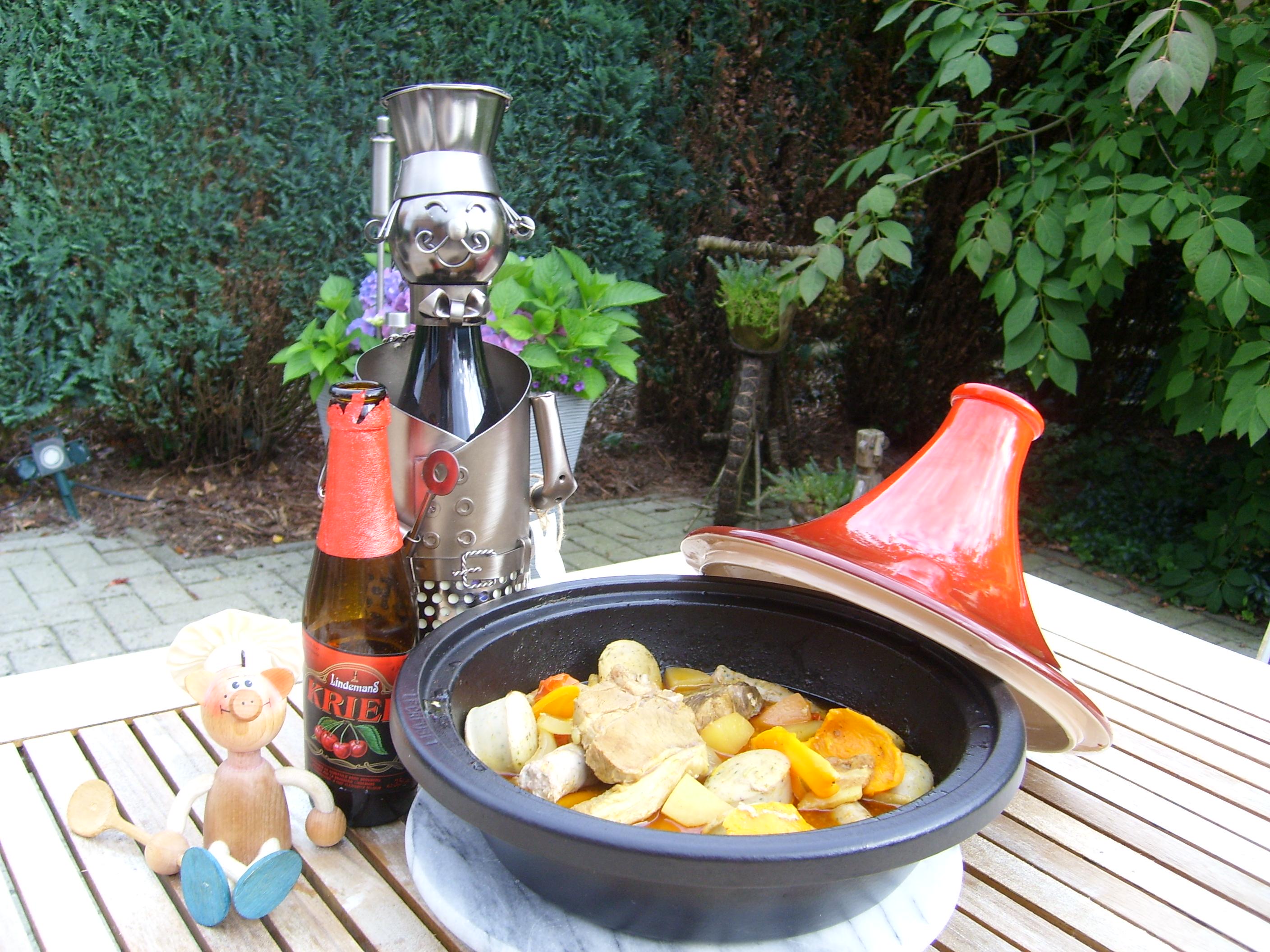Tajine: overschotjes  vlees van bbq