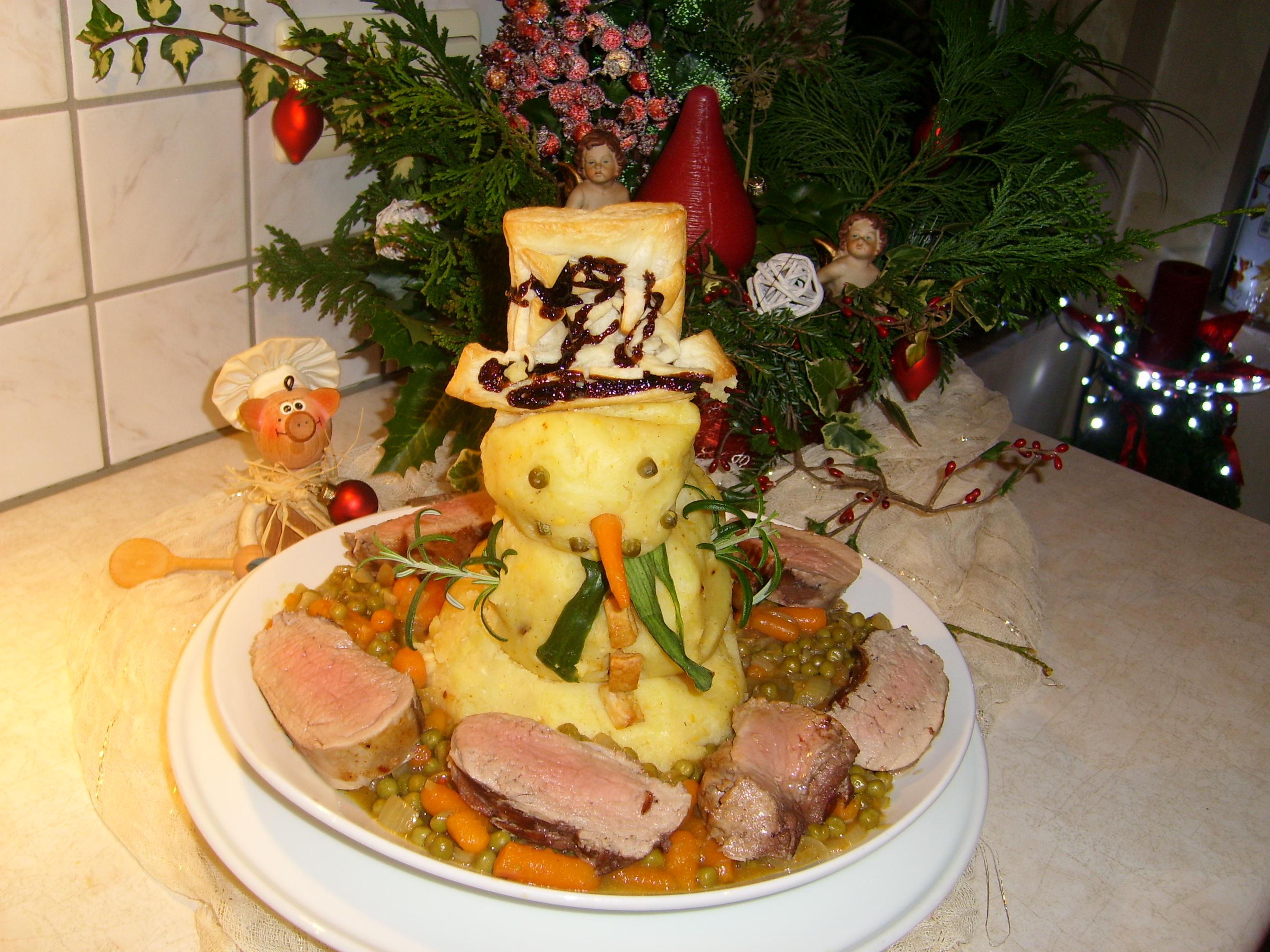 Aardappel-sneeuwman-puree voor de kleintjes