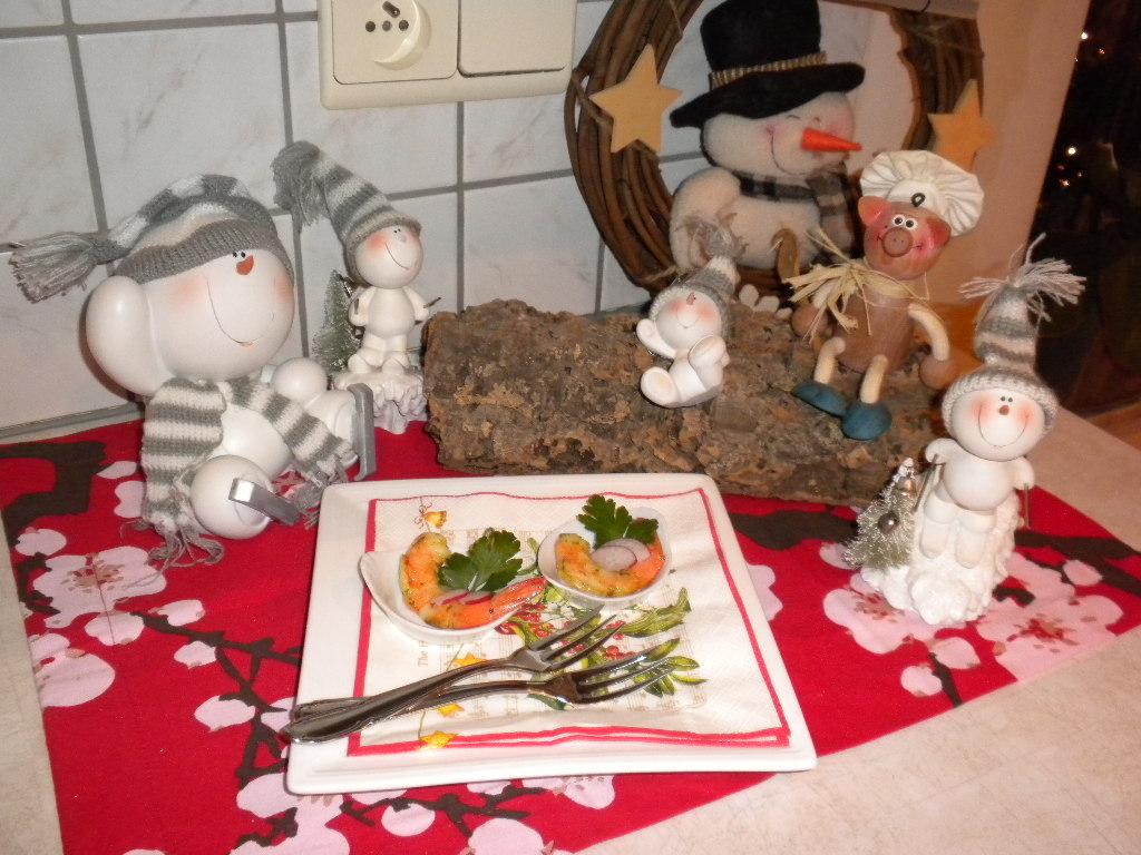 Hapje : gemarineerde scampi 