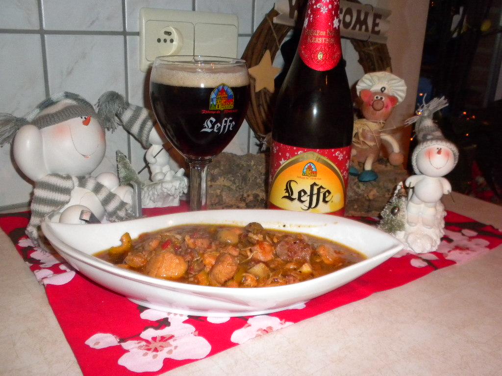Kalkoen en stuisvogelragout met Leffe kerstbier