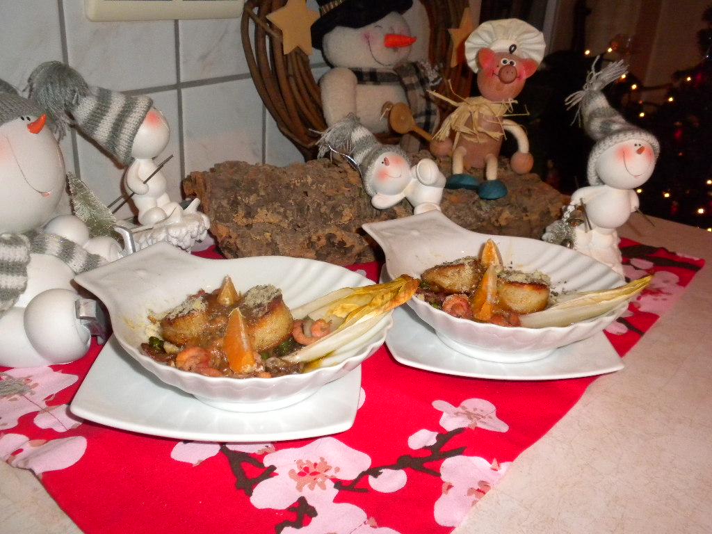 Hapje feestelijk met St. Jacobsvrucht en garnituren