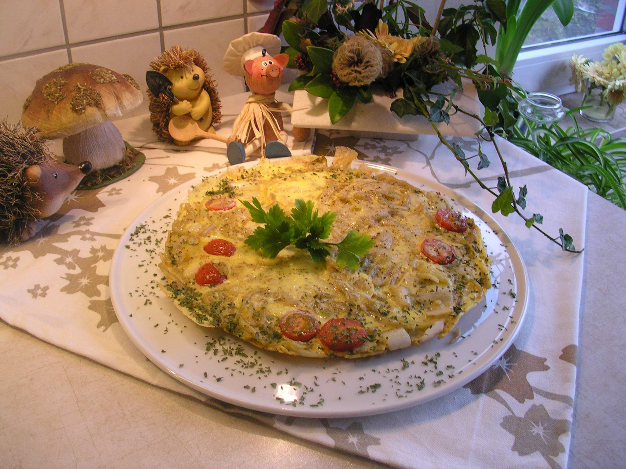 Crazy eggs omelet in the autumn
