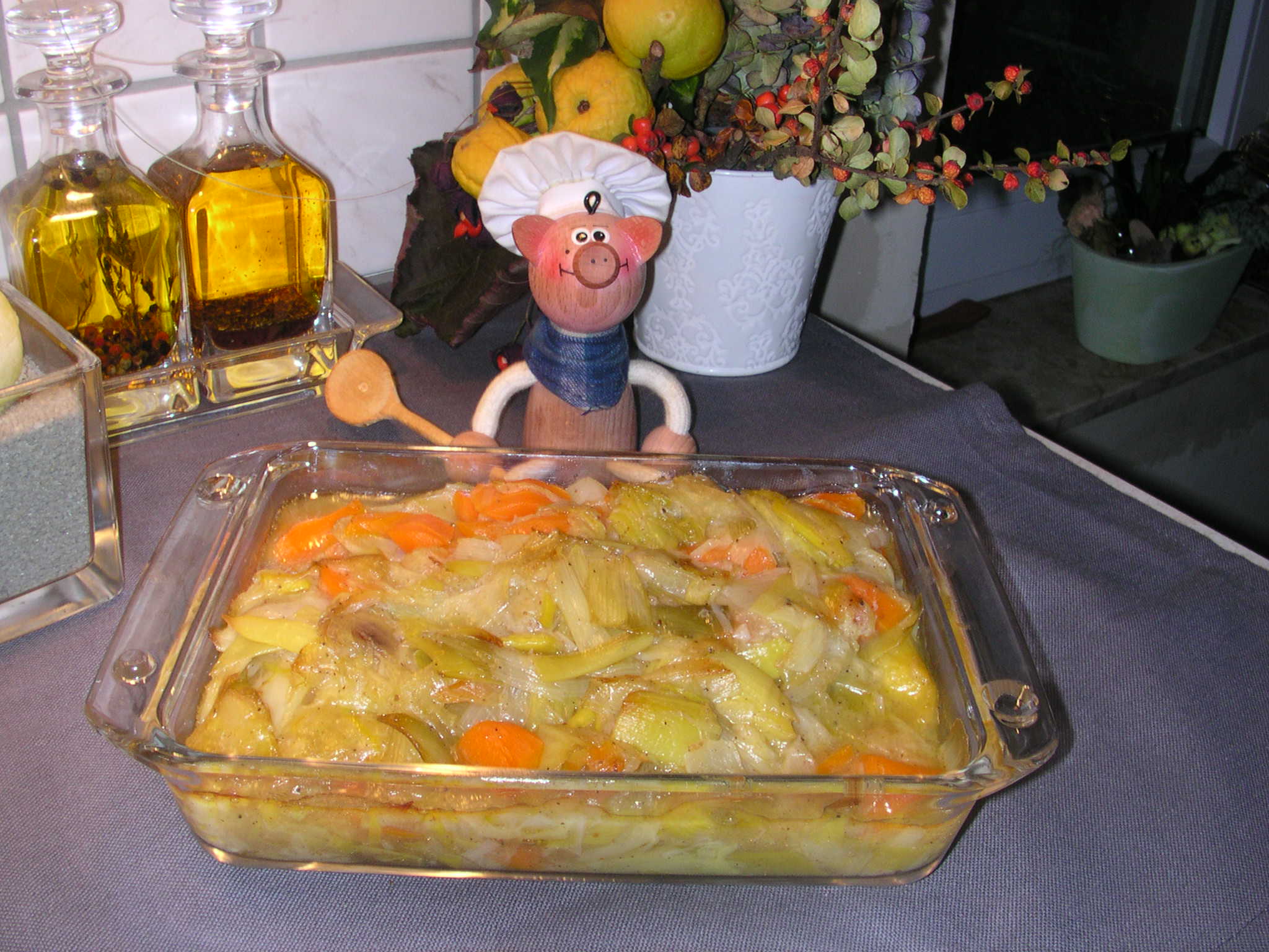 Stoofpotje van porei ,ajuin en wortel