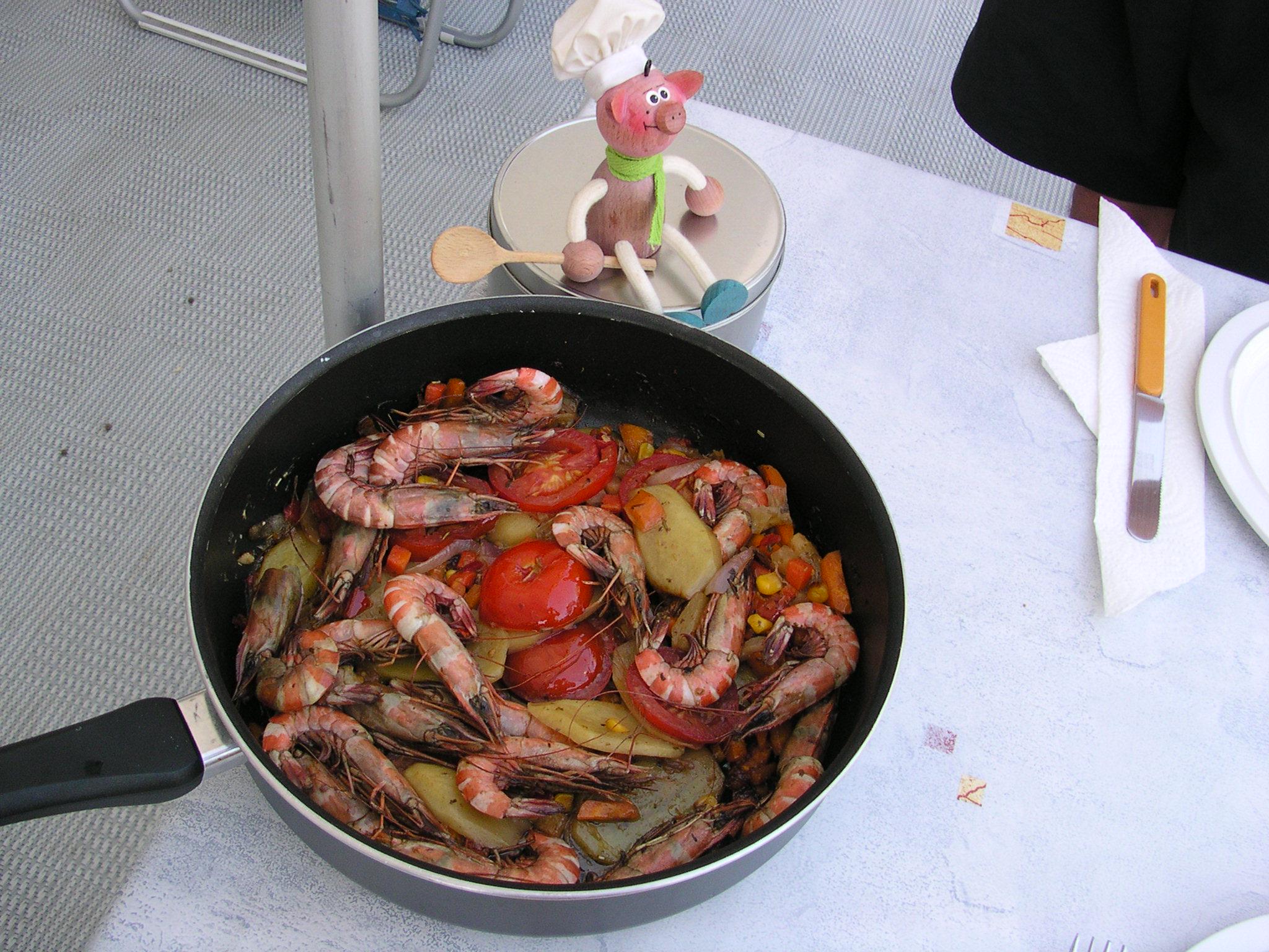 Vakantie : één eenpansgerecht met langousten