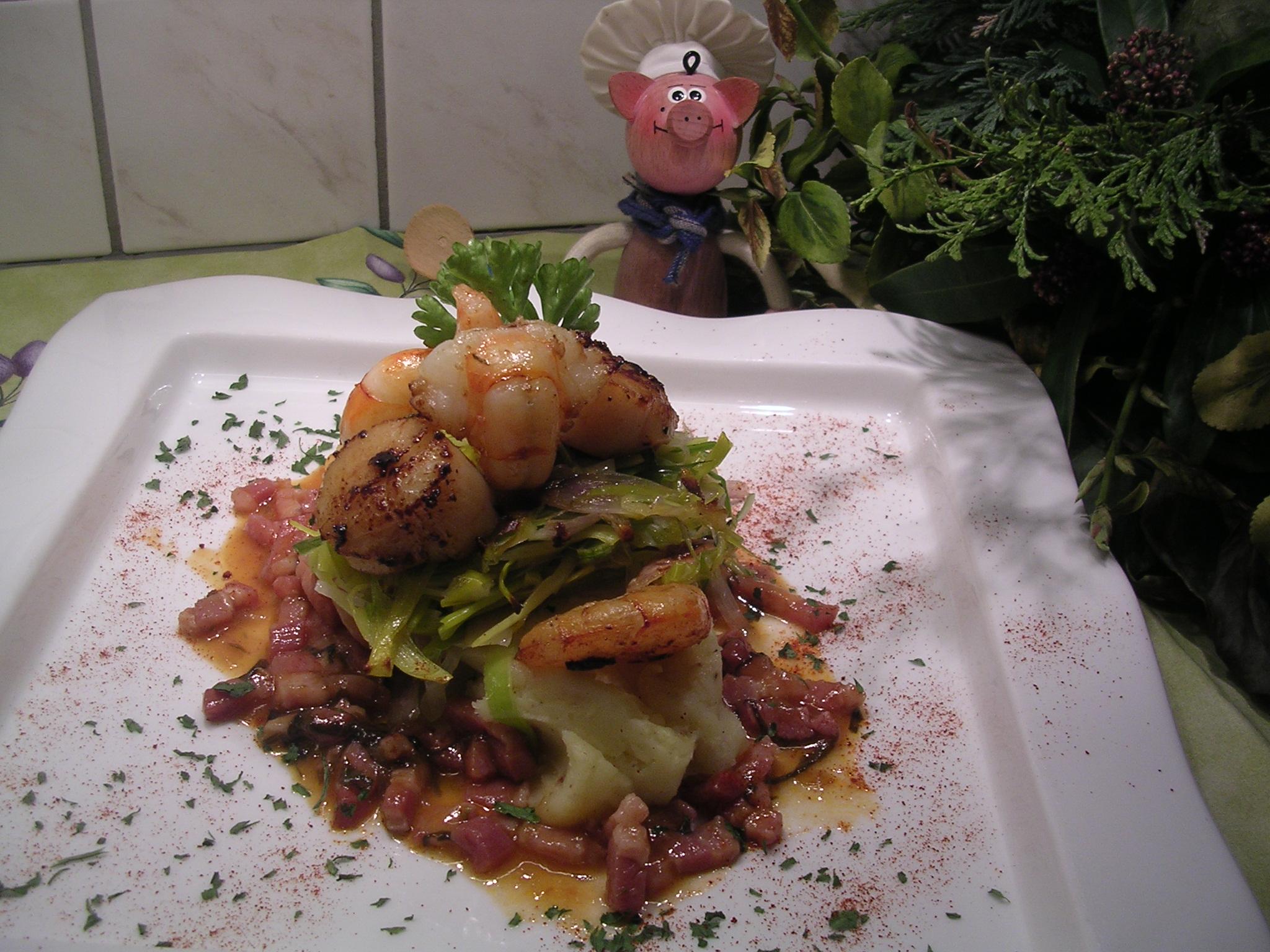 Eens iets heel apart vis met gerookt spek en...