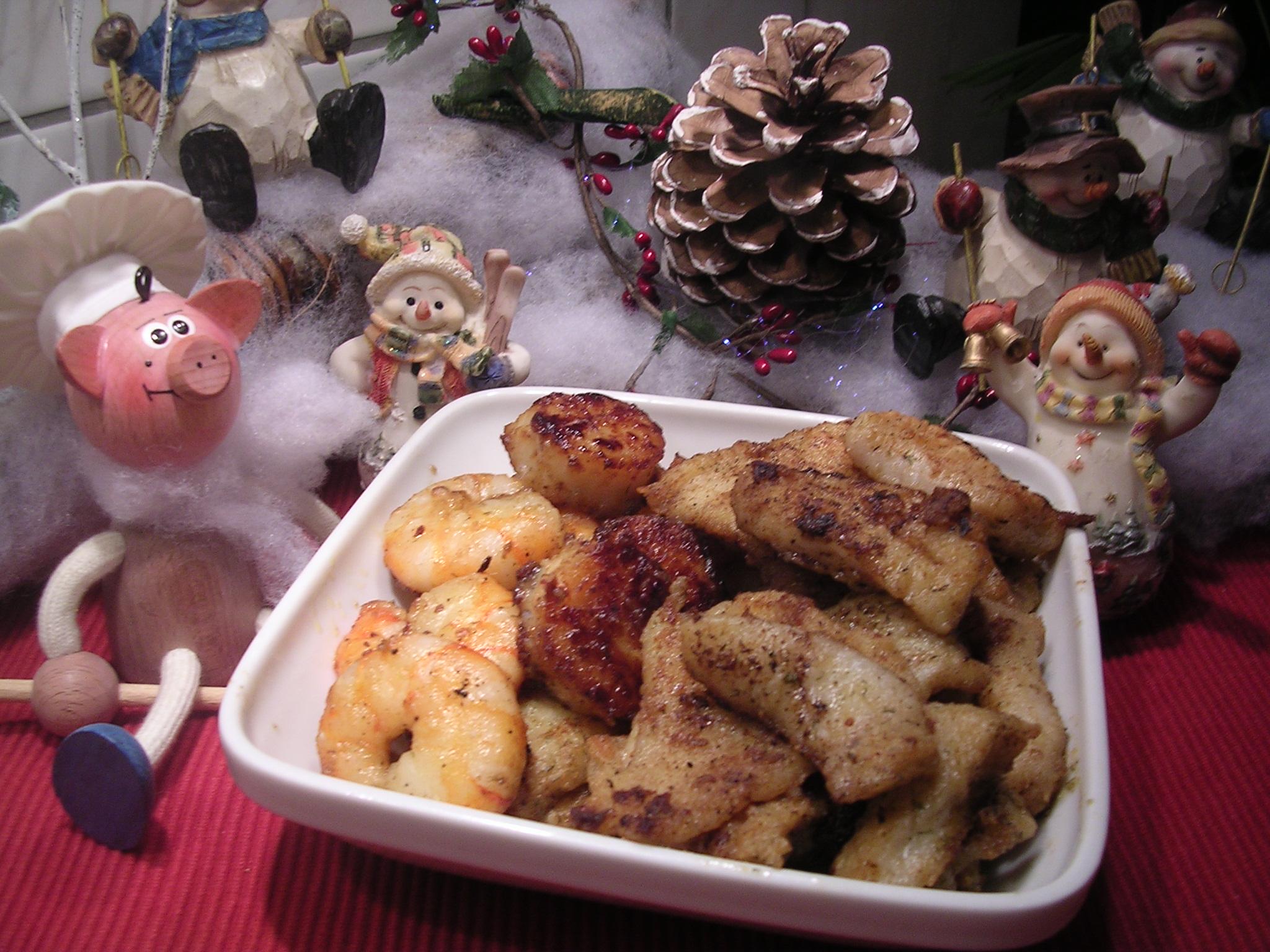 Vis : blauwe wijting ,scampi's , st-jabobsvruchten