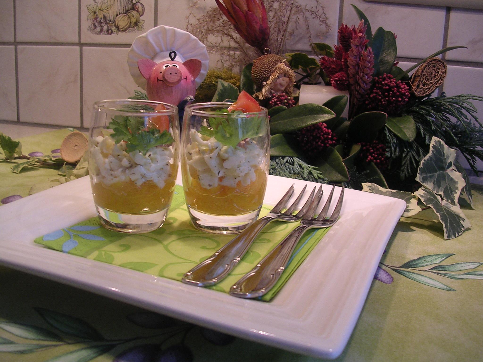 Hapje : Perzik  met gepeperde mozzarella