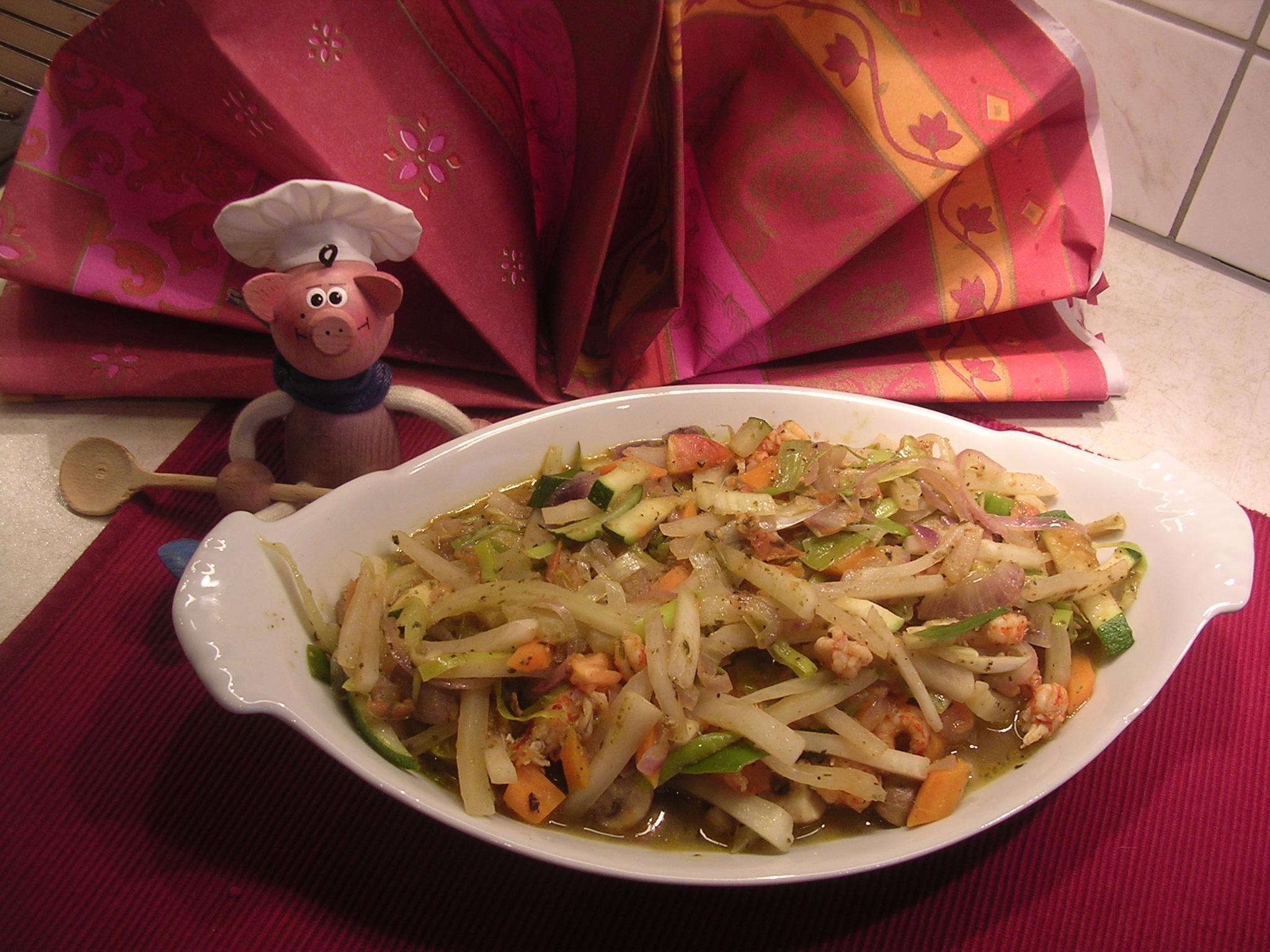 Gestoofde groenten met mosterd en curry