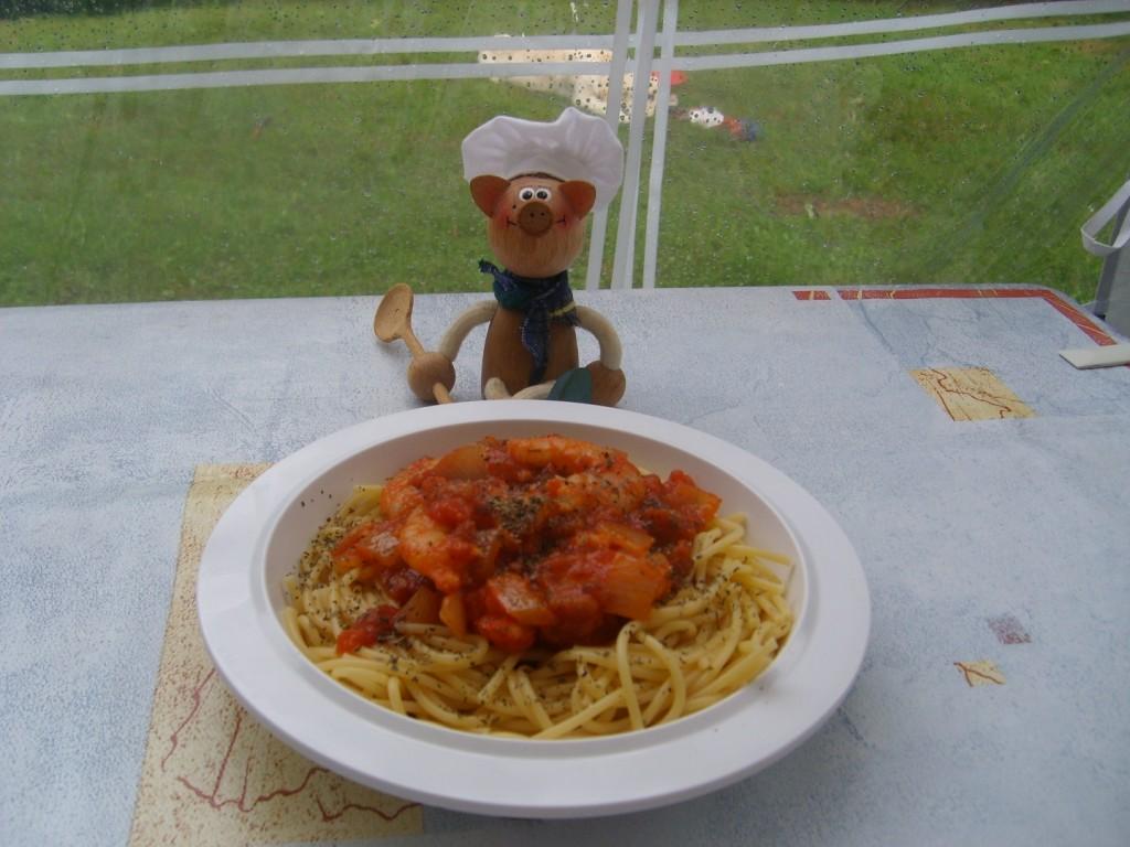 Vakantie spaghetti met scampi's