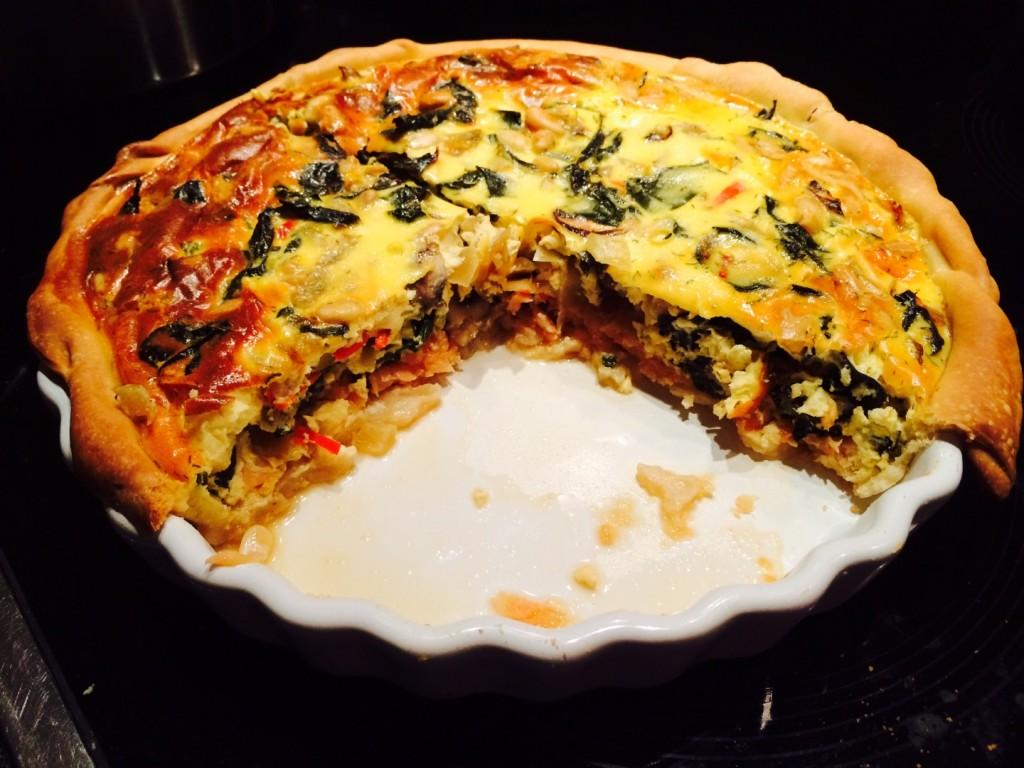 Quiche met snijbiet en zalm