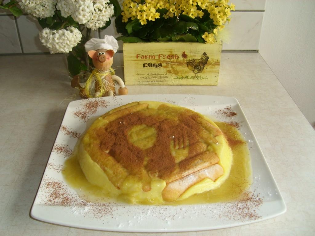 Dessert: vanillepudding met boudoir koekjes en rabarber
