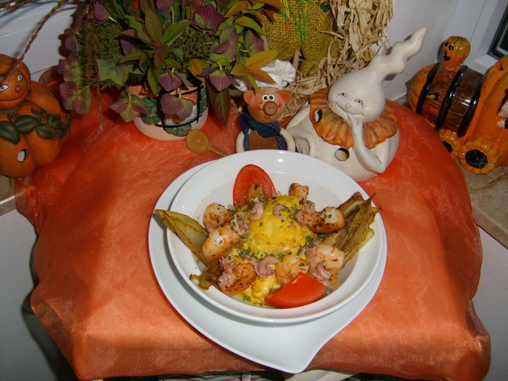 Dagschotel: scampi's met witloof, tomaat en puree