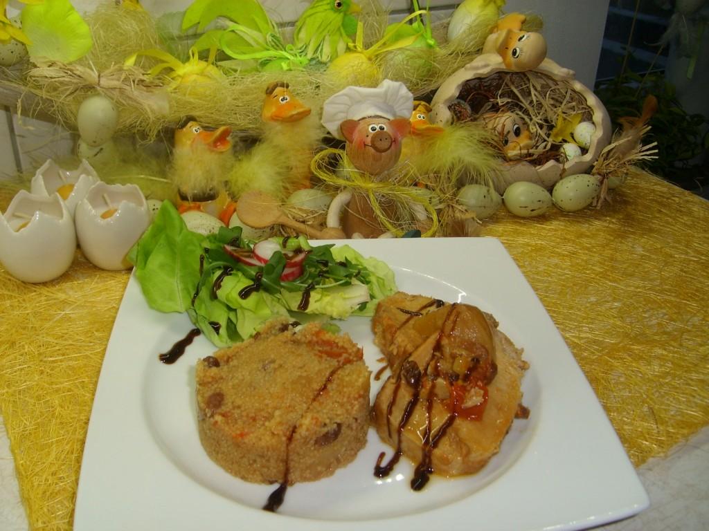 Couscous met een frisse salade en varkensoester