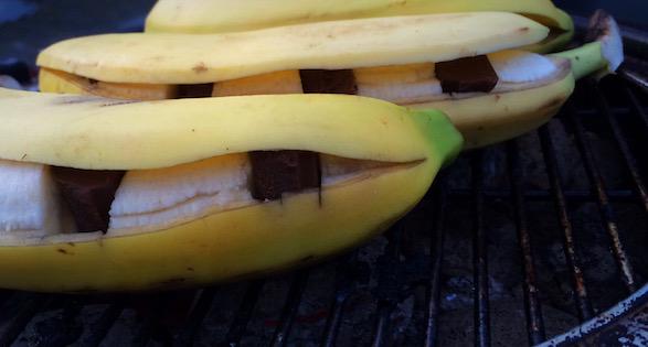 Chocolade banaan op de BBQ