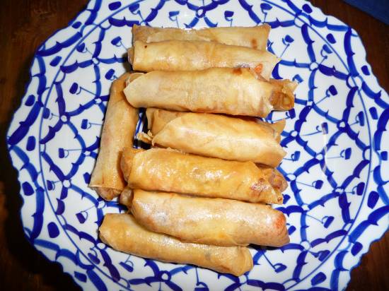 Thaise loempia`s van de kookles in Thailand