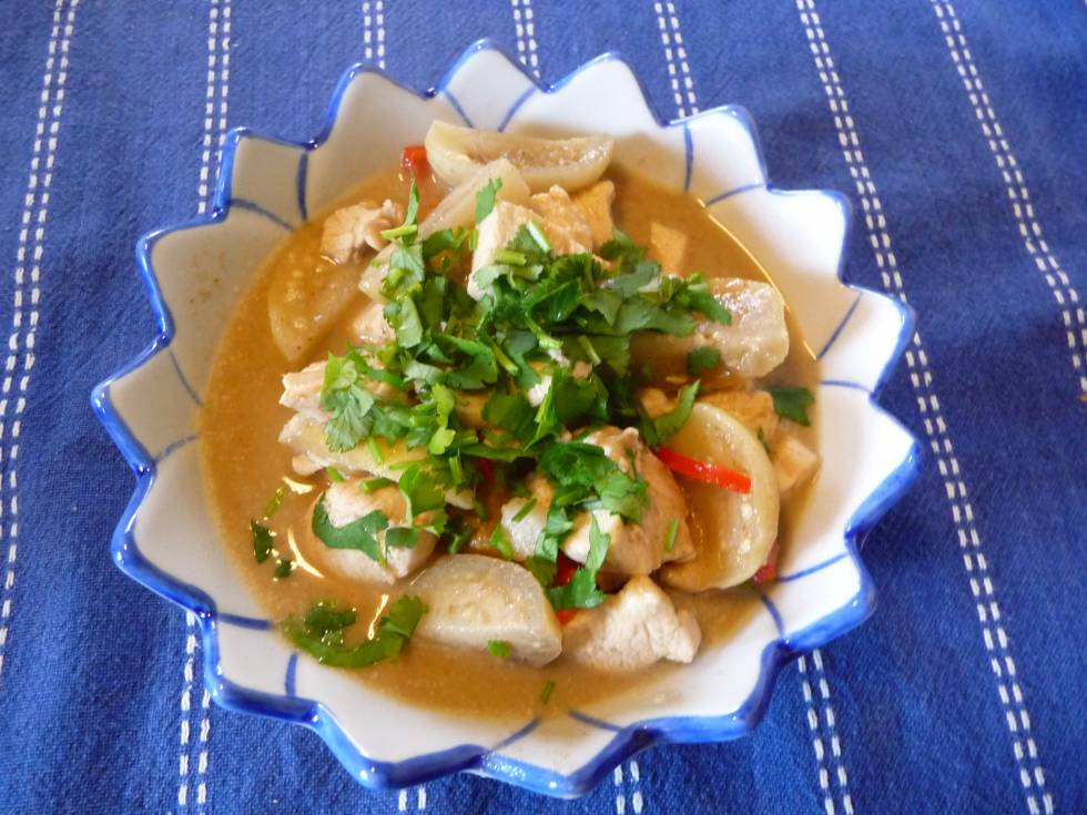 Thaise groene kipcurry van de kookles in Thailand