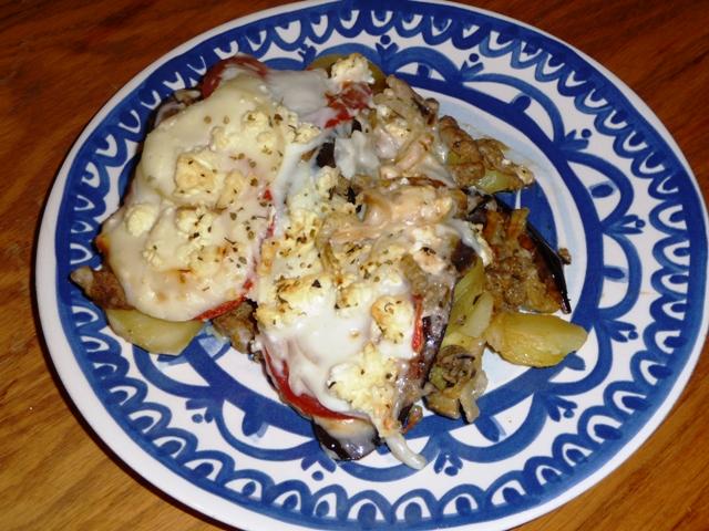 Ovenschotel met Shoarma (of Gyros) “Moussaka style”