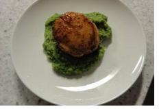 Coquilles met doperwt en munt puree en 2 variaties.