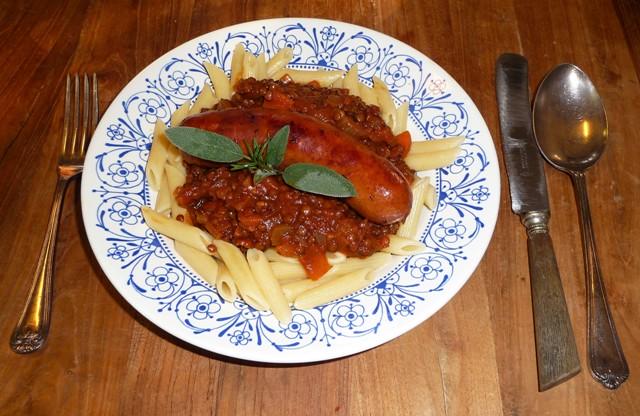 Linzen met worstjes (Lenticchie con salsicce)