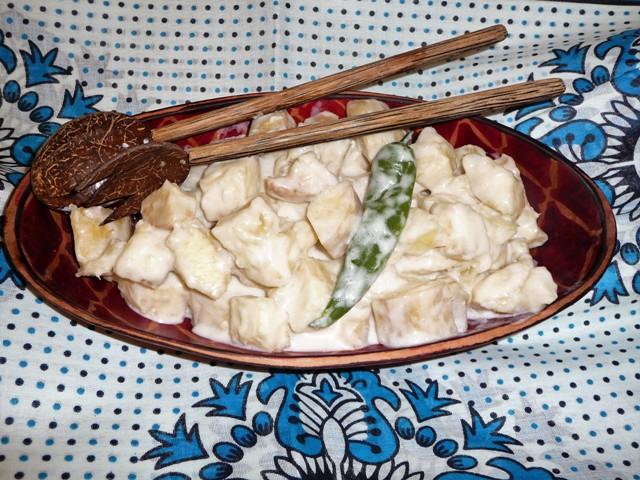 Cassave in kokosnootsaus (Muhogo wa nazi)