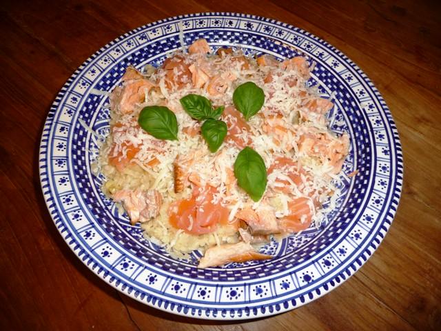 Risotto met witte asperges en zalm