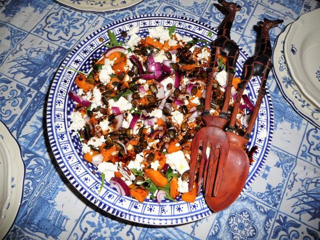  Salade met geroosterde pompoen, linzen en feta