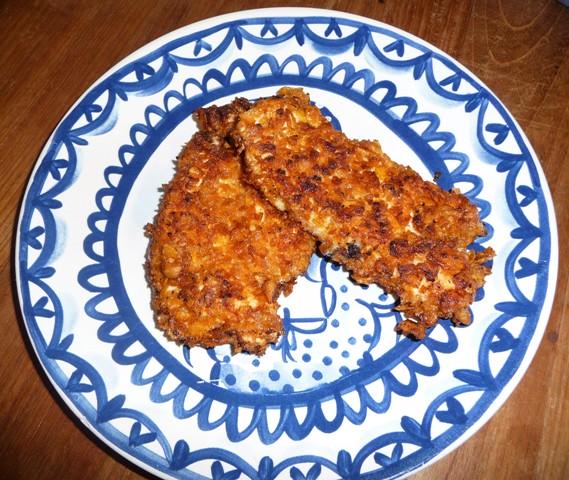 Krokante kipfilet met een laagje van cornflakes